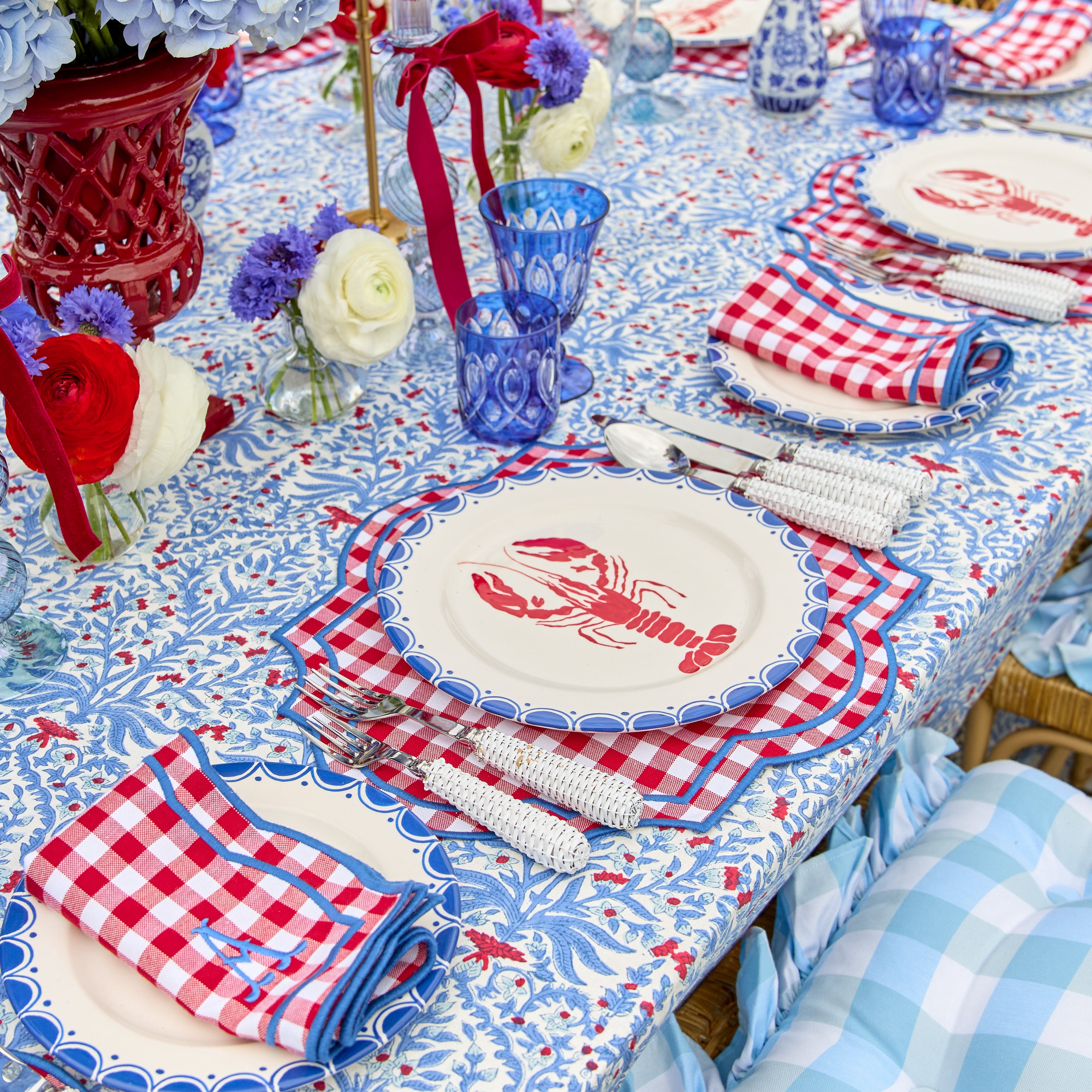 Red Gingham Felix Placemats & Napkins (Set of 4)