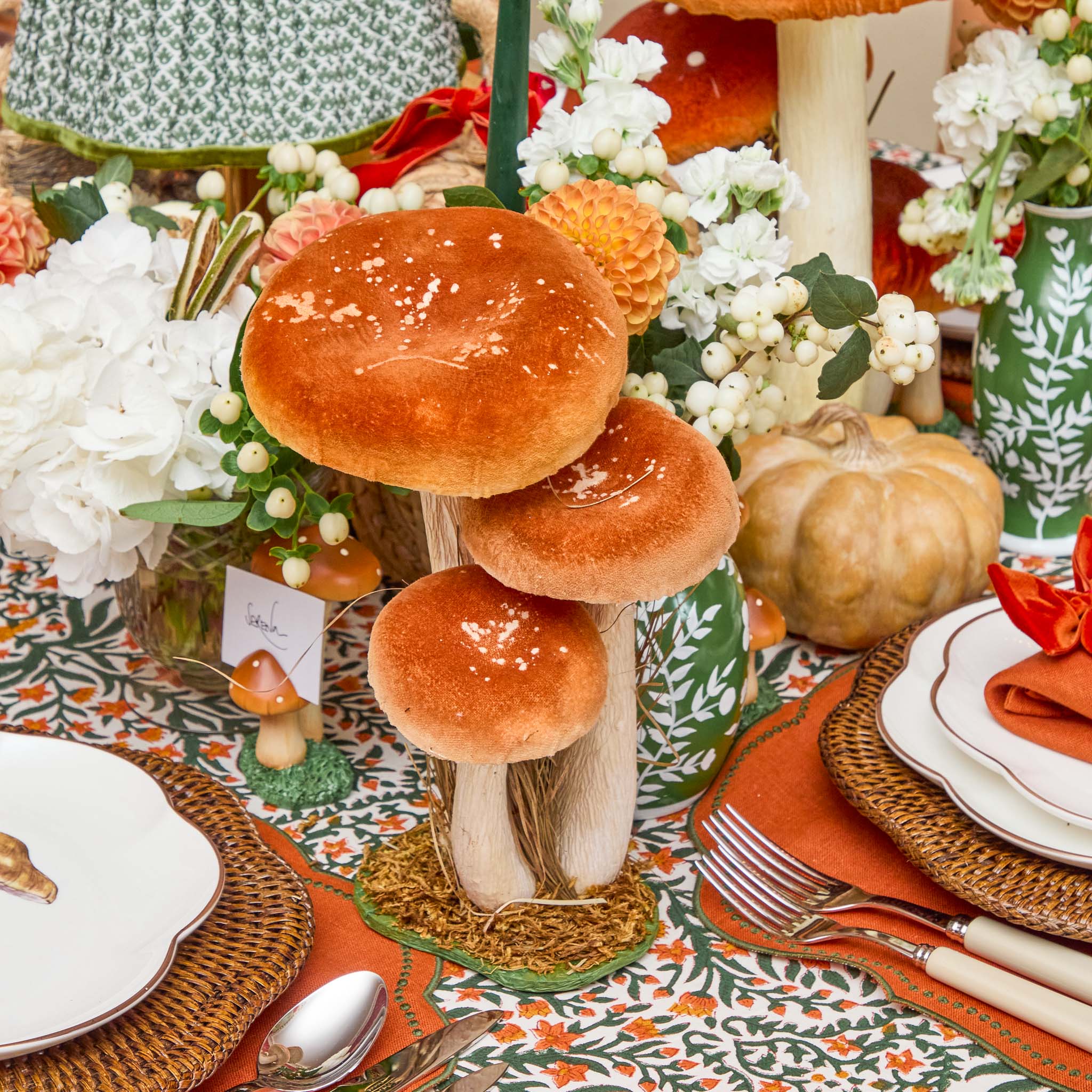 Tall Orange Speckled Mushrooms (Set of 3)