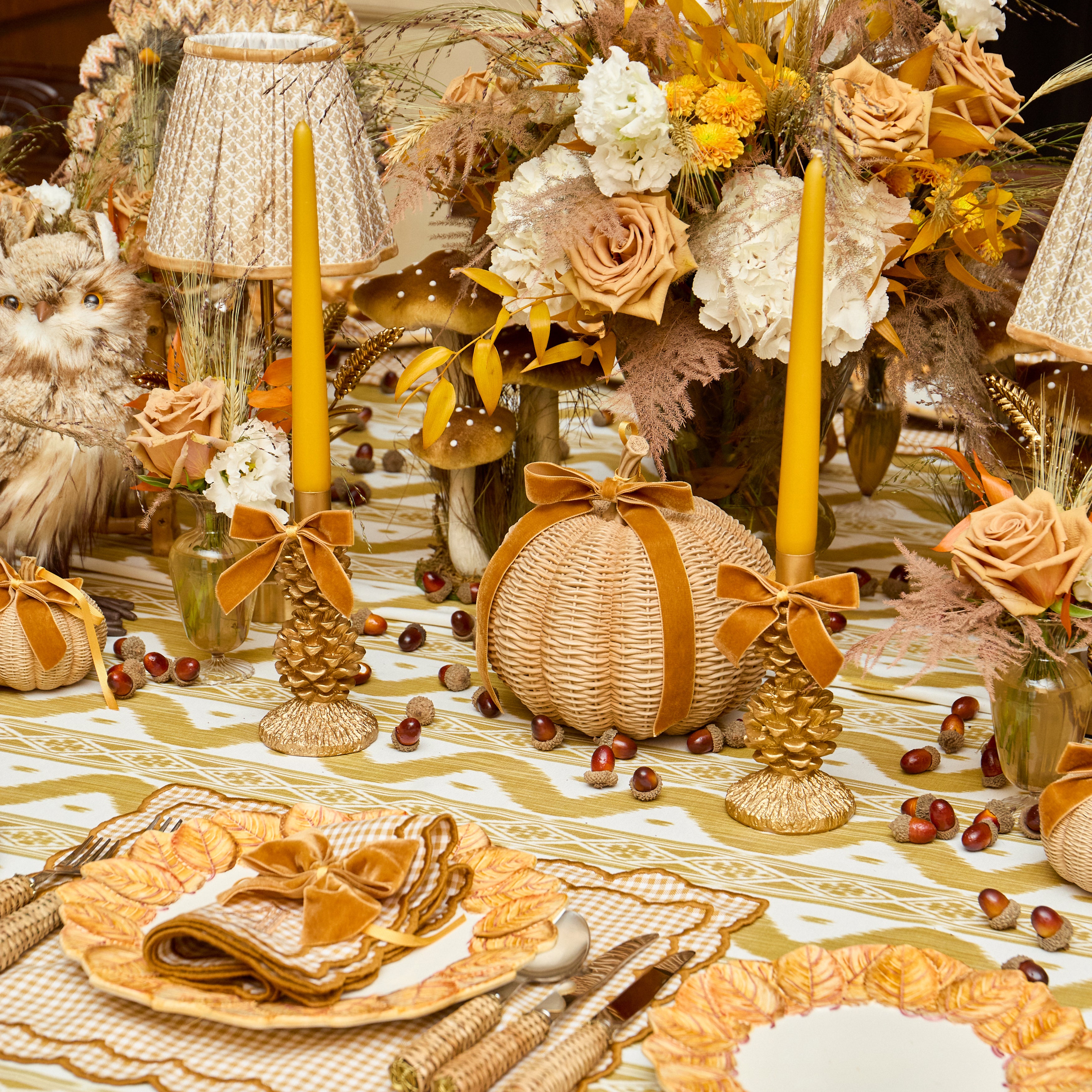 Gold Pinecone Candle Holder (Pair)