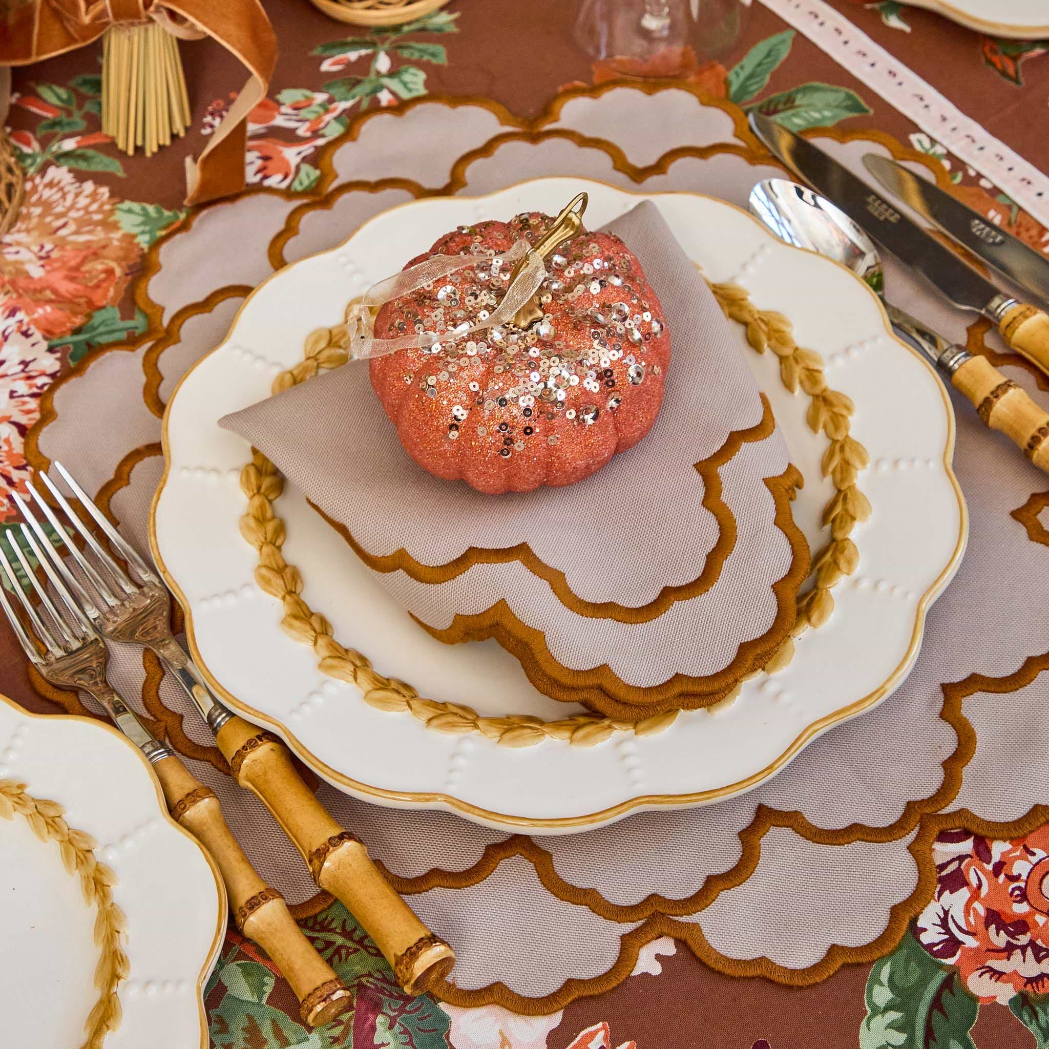 Small Orange Glitter Pumpkins (Set of 4)