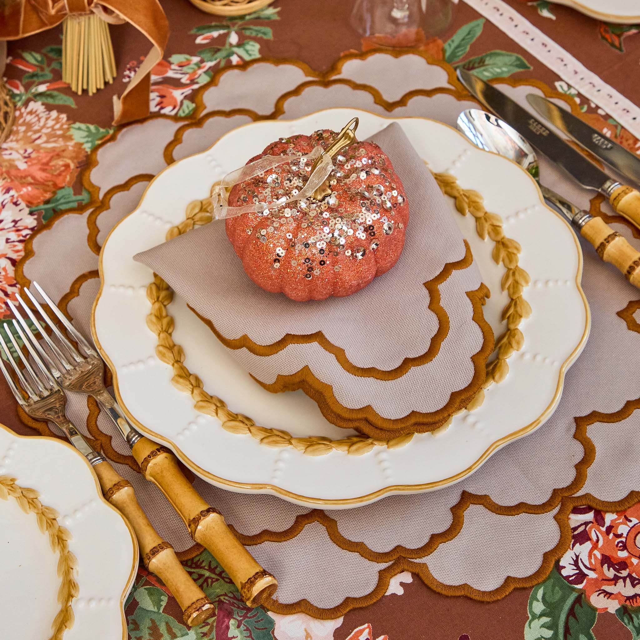 Small Orange Glitter Pumpkins (Set of 4)