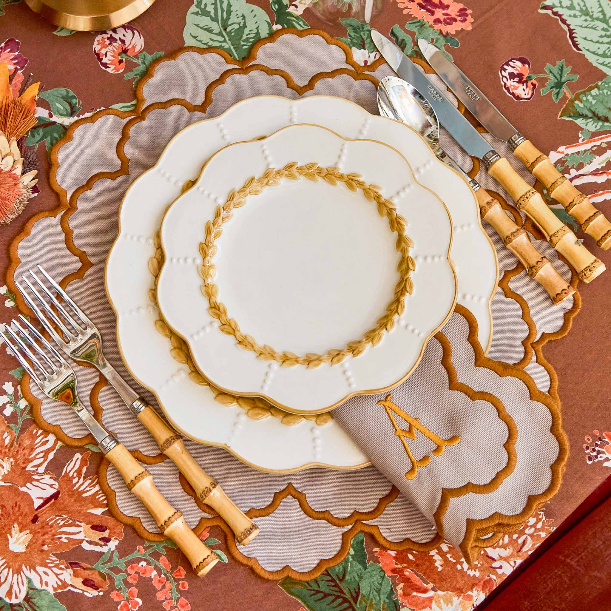 Lily Taupe & Mustard Napkins (Set of 4)