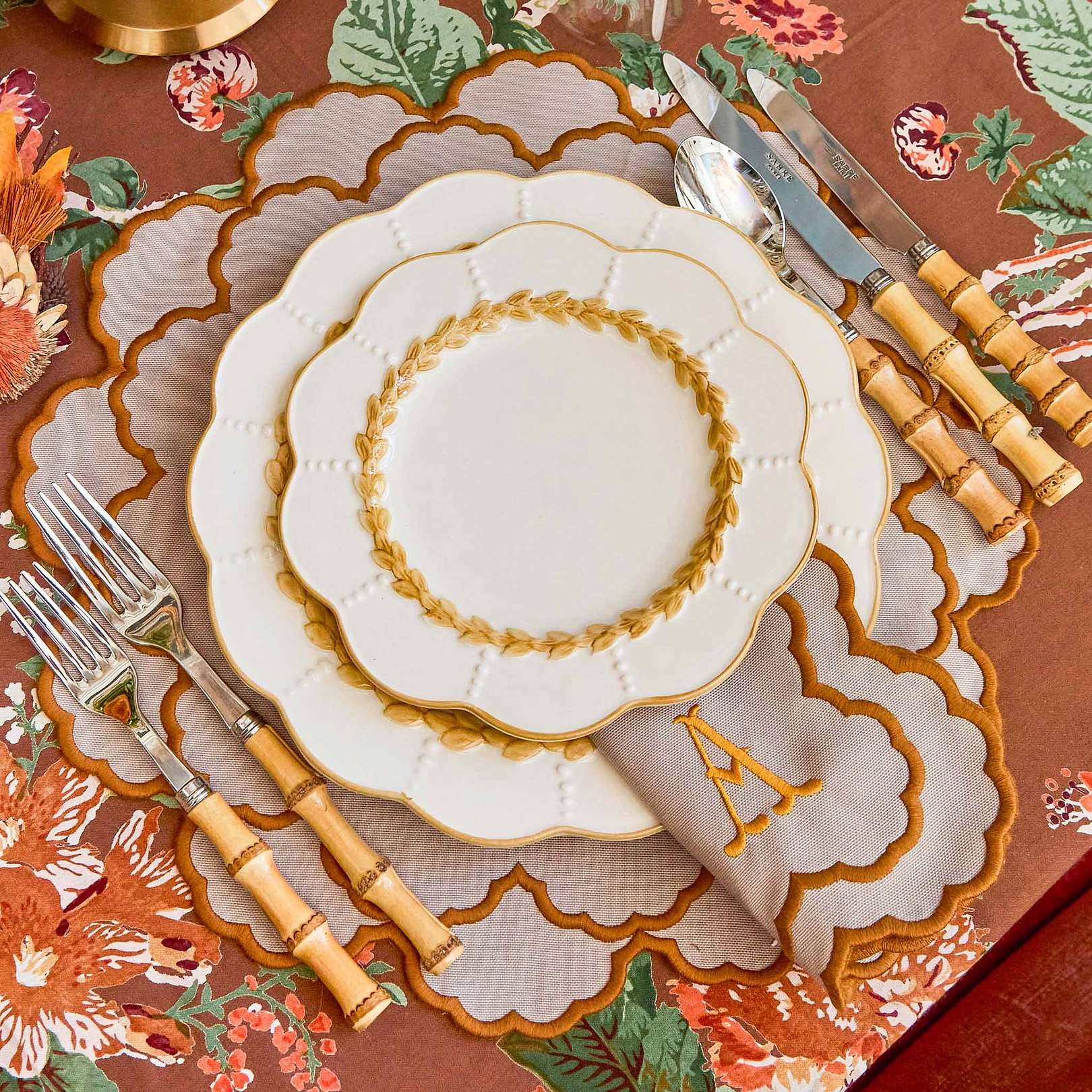 Lily Taupe & Mustard Napkins (Set of 4)
