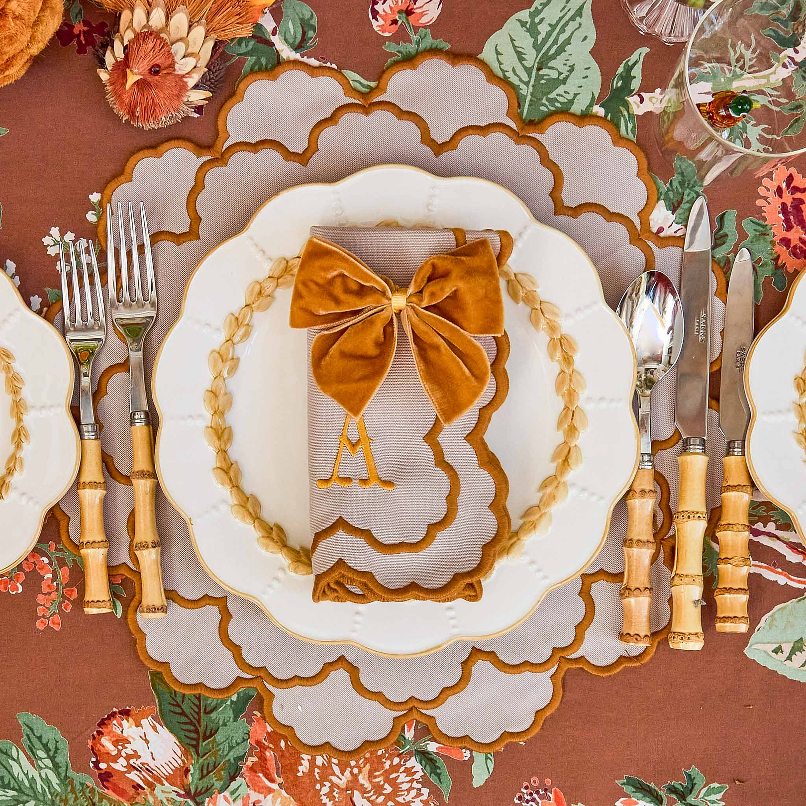 Lily Taupe & Mustard Napkins (Set of 4)