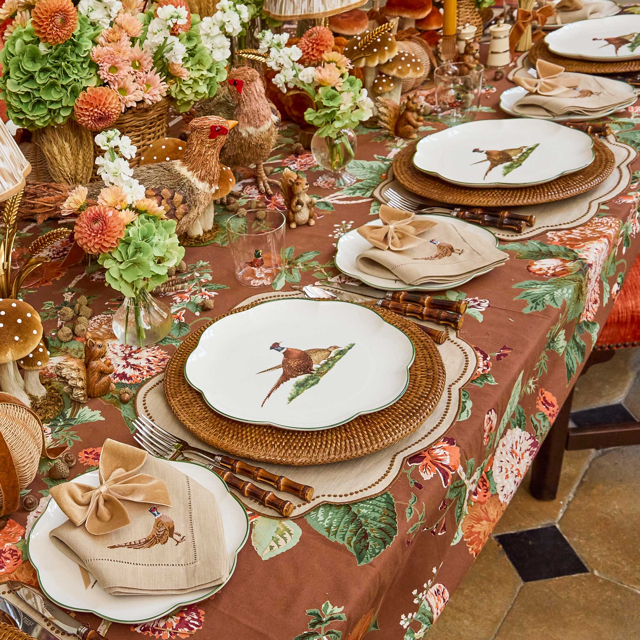 Taupe & Chocolate Eloise Linen Placemats (Set of 4)