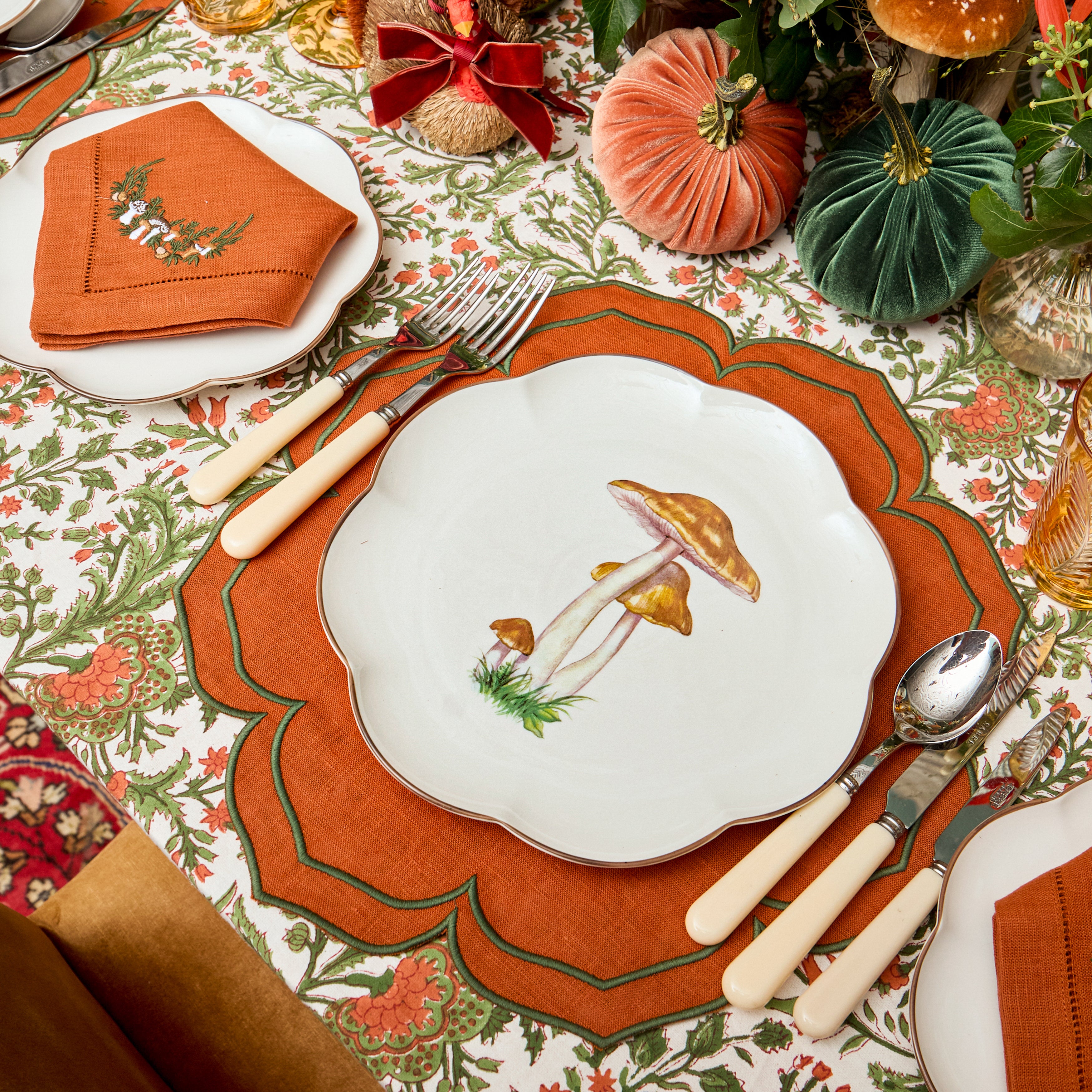 Orange & Green Fleur Placemats (Set of 4)