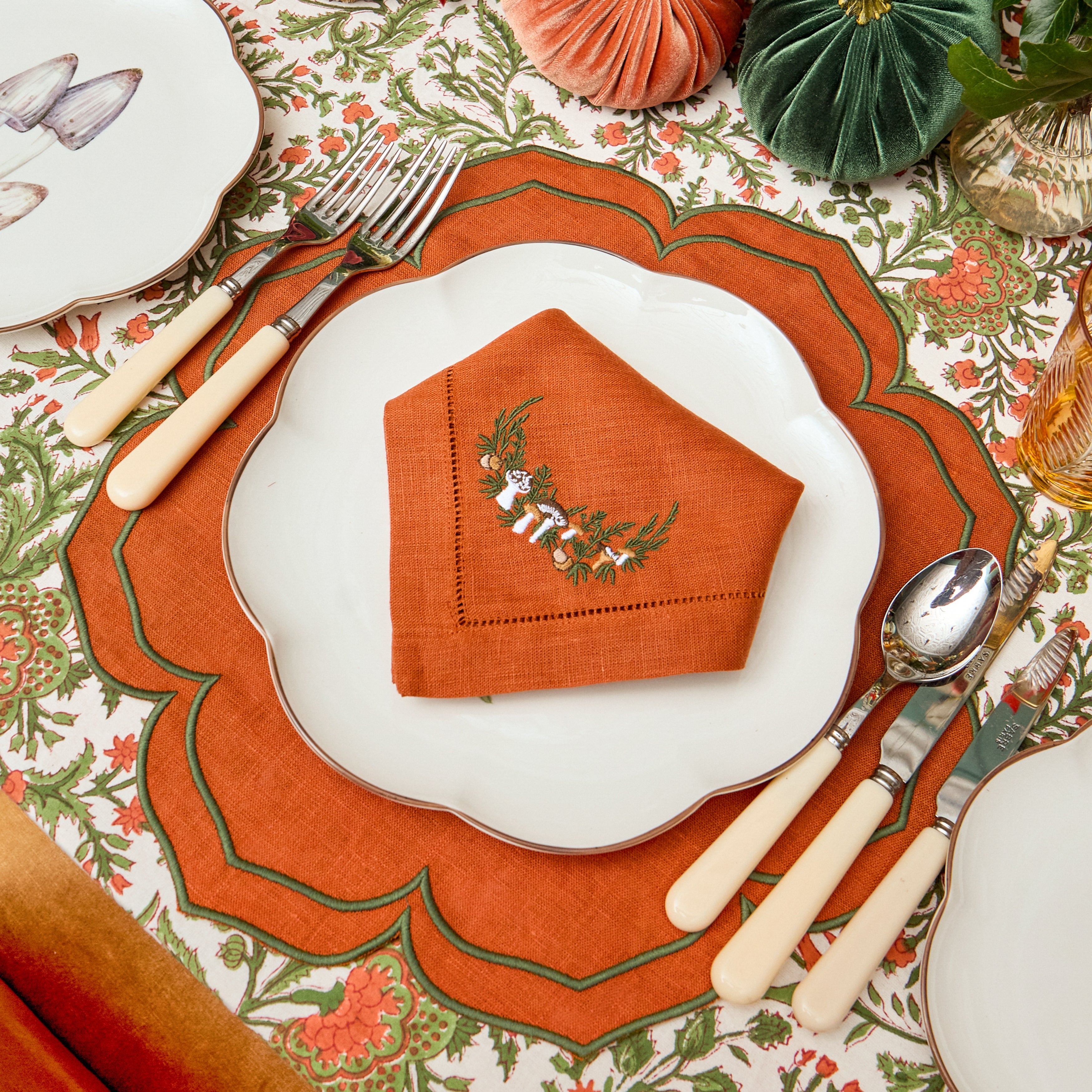 Orange & Green Fleur Placemats (Set of 4)