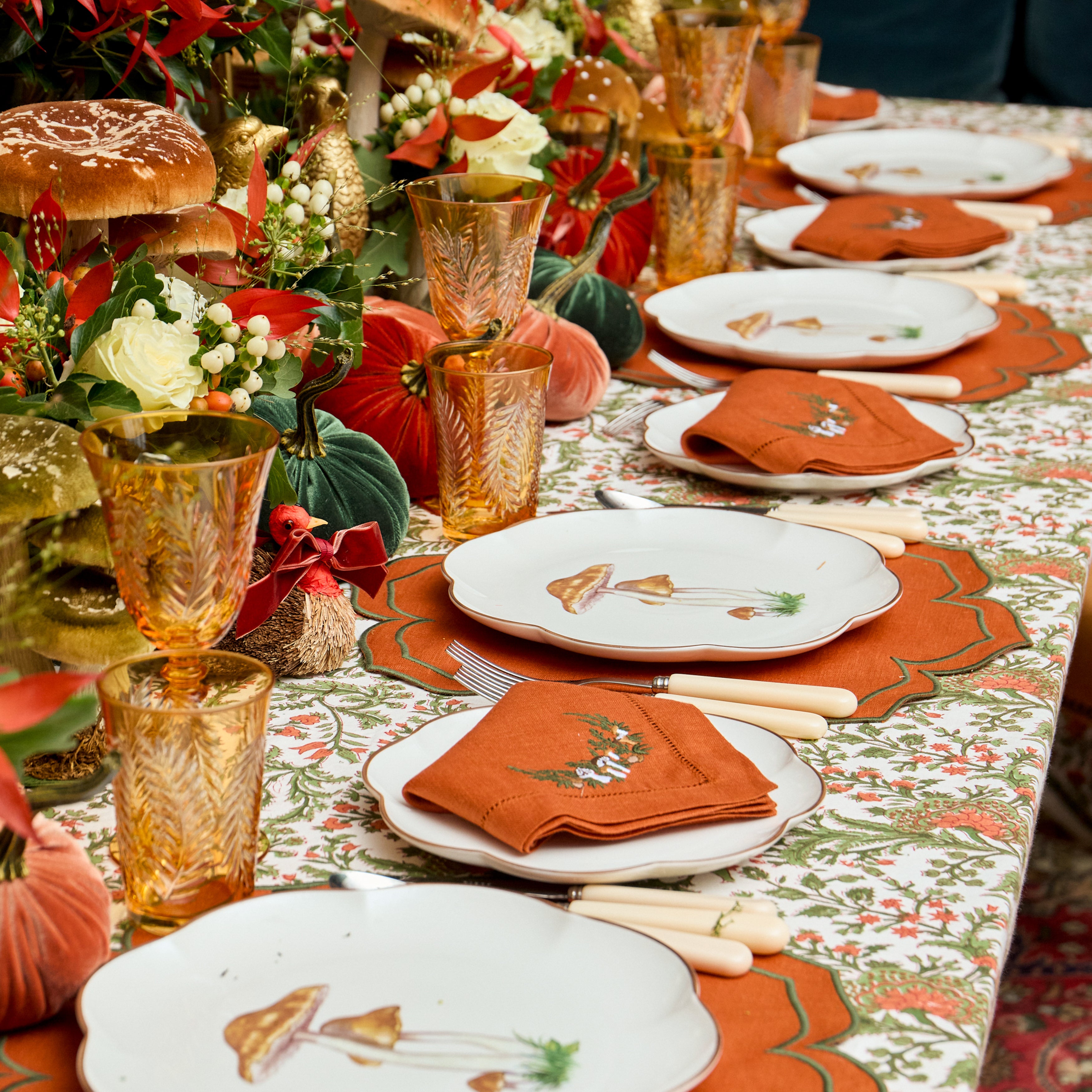Orange & Green Fleur Placemats (Set of 4)