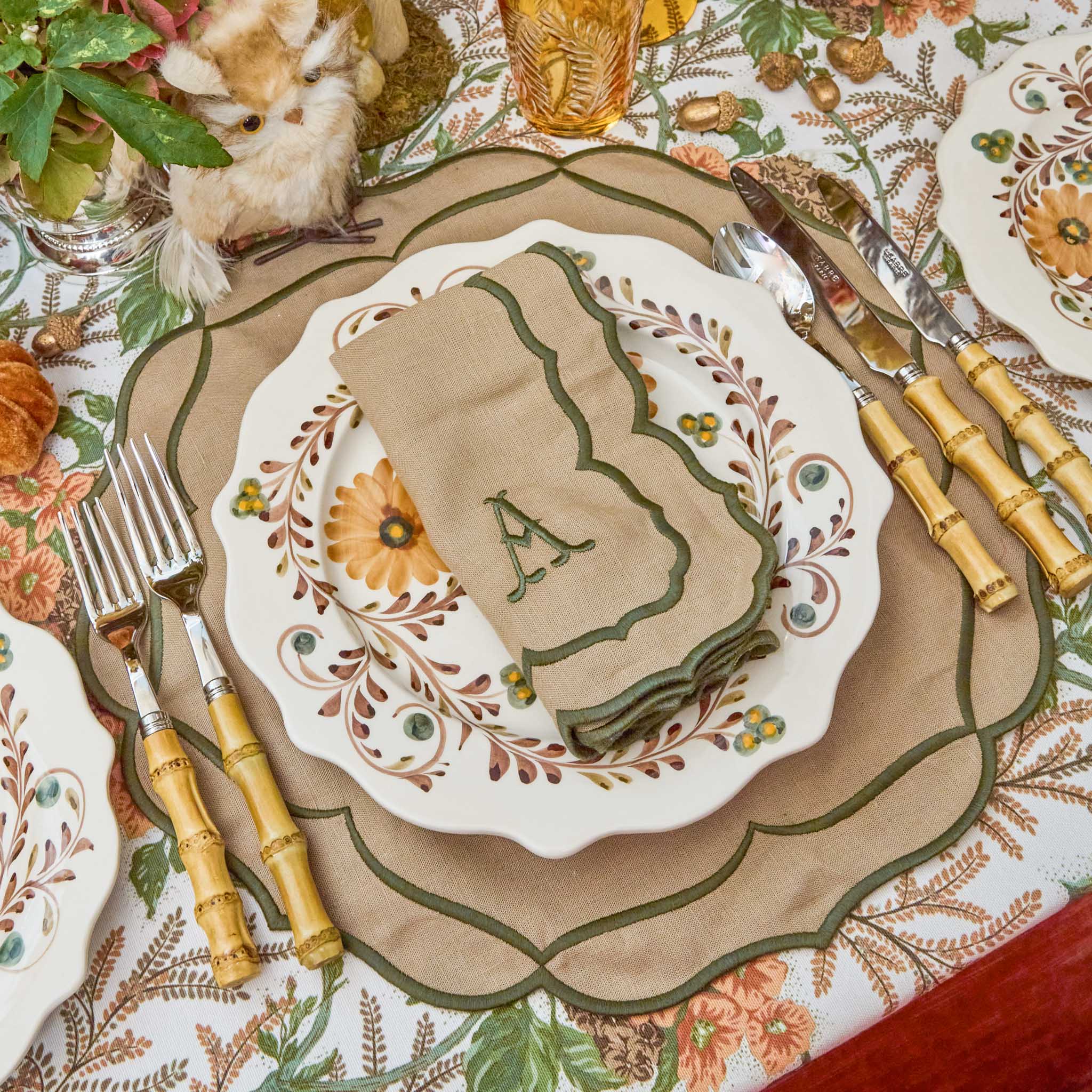 Sand & Green Sylvia Placemats & Napkins (Set of 4)