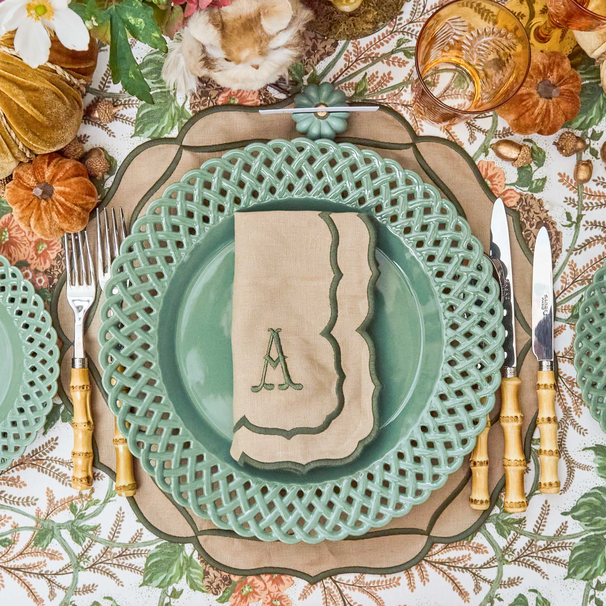 Sand & Green Elizabeth Placemats (Set of 4)