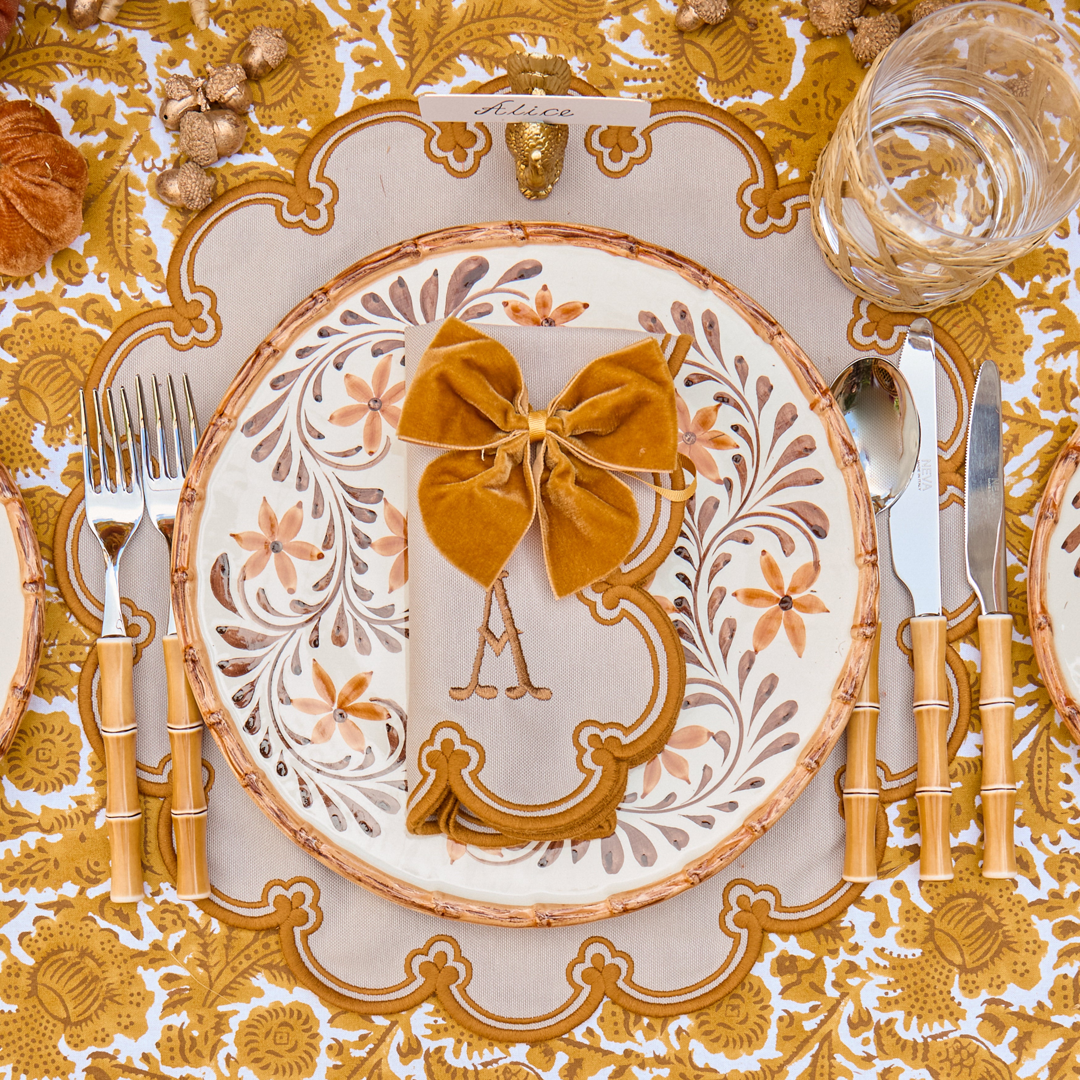 Taupe & Mustard Delilah Placemats (Set of 4)