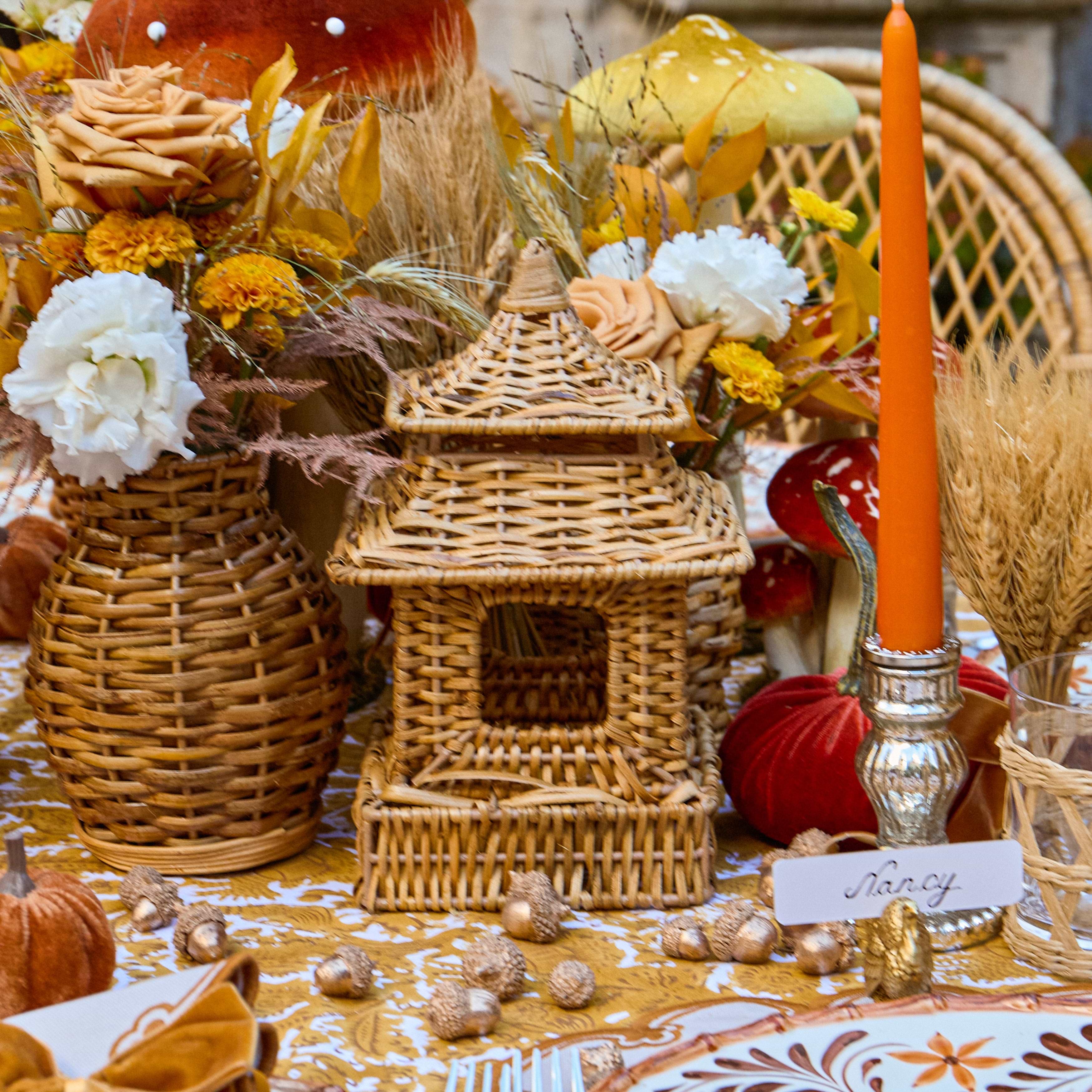 Mini Rattan Pagoda Lanterns (Pair)