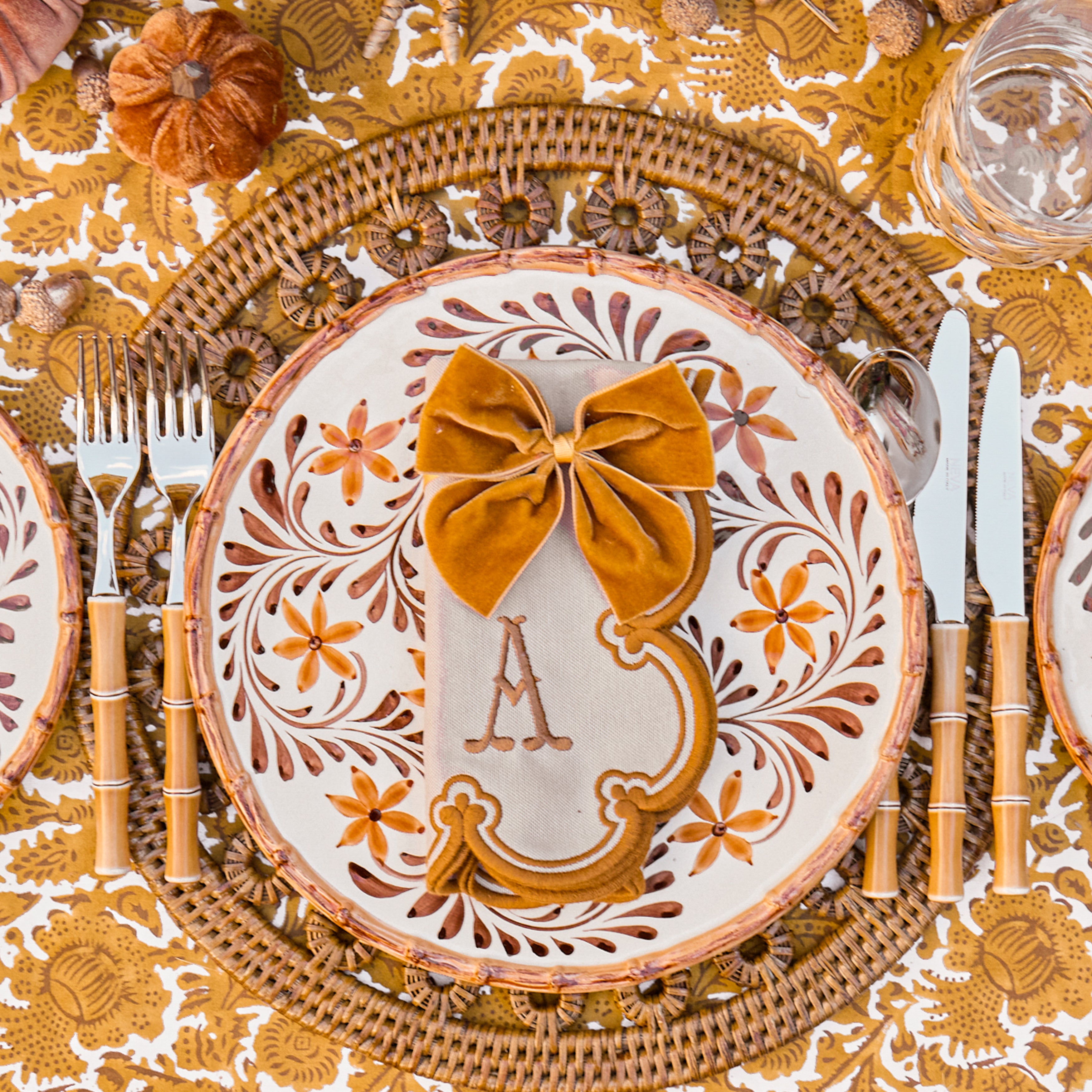 Taupe & Mustard Delilah Napkins (Set of 4)