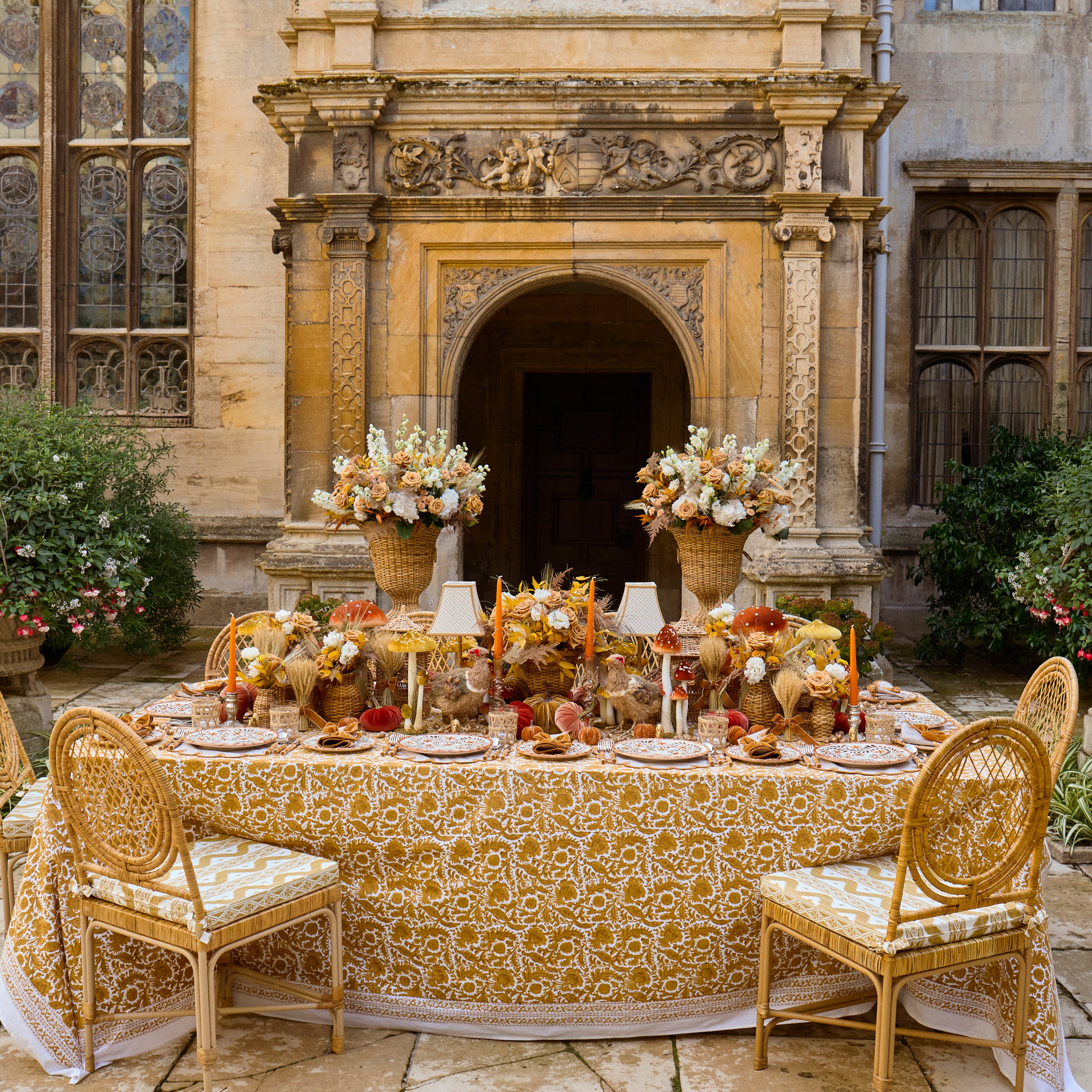 Mustard Pheasant Tablecloth