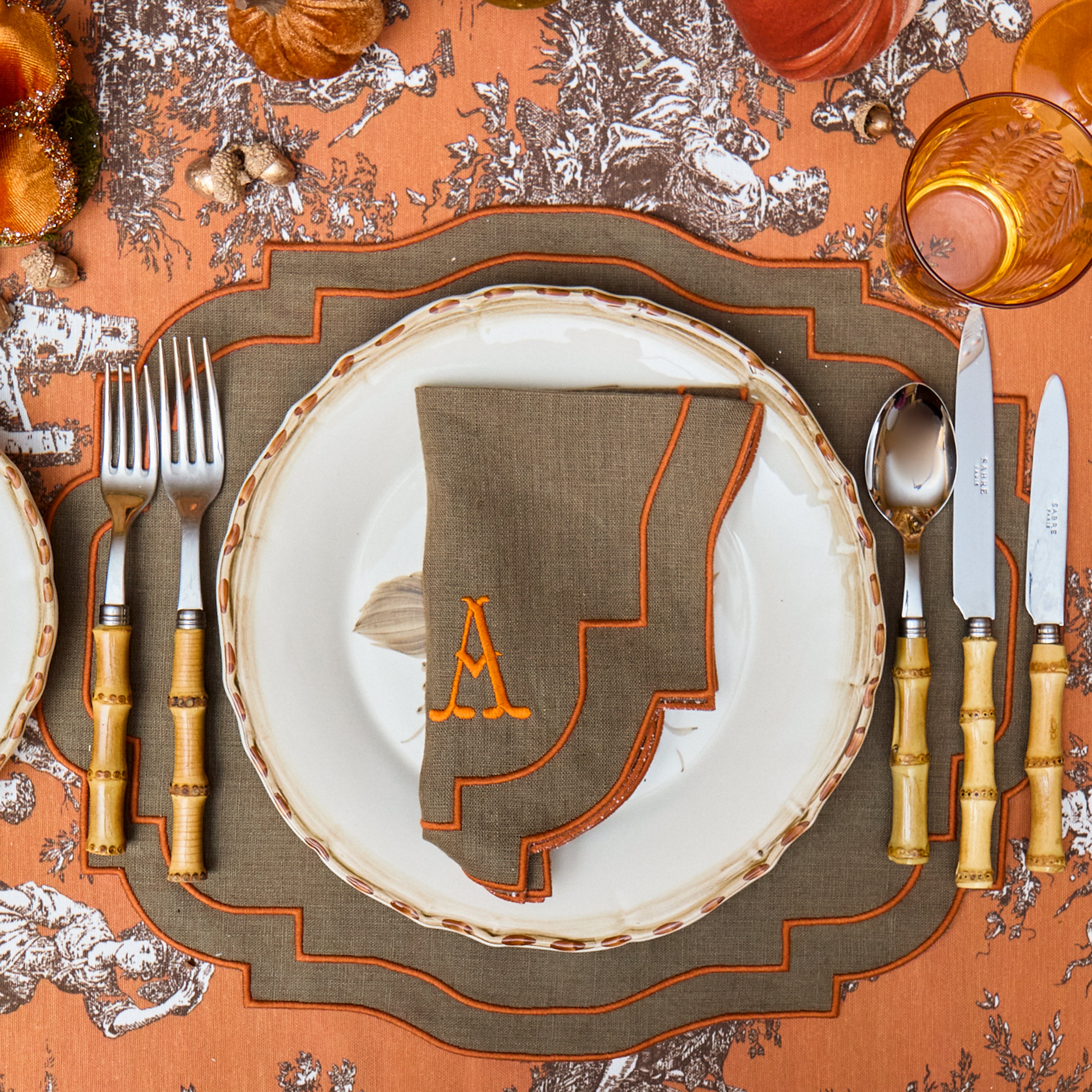 Walnut & Orange Lydia Napkins (Set of 4)