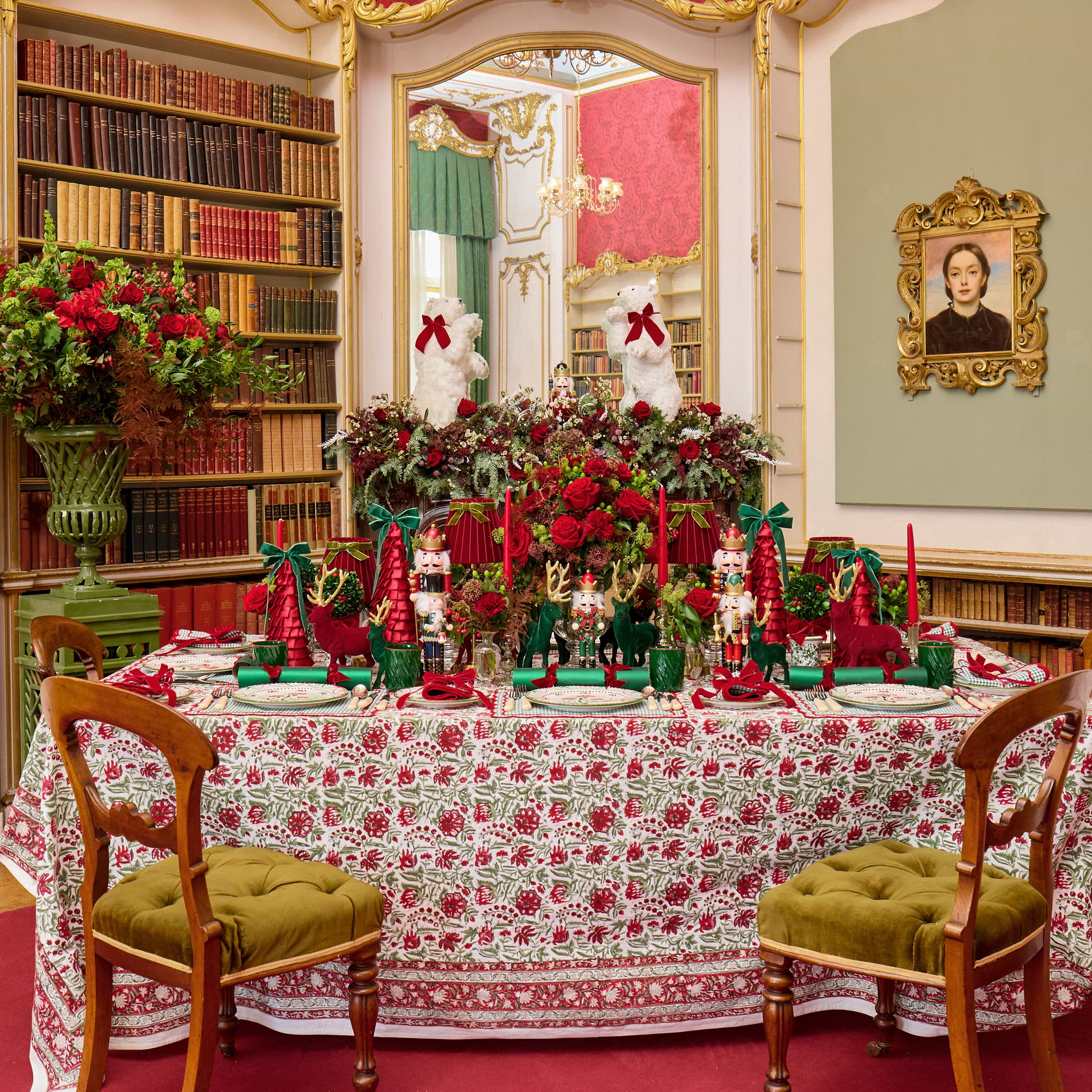 Red Ruffle Tree with Green Bow Trio