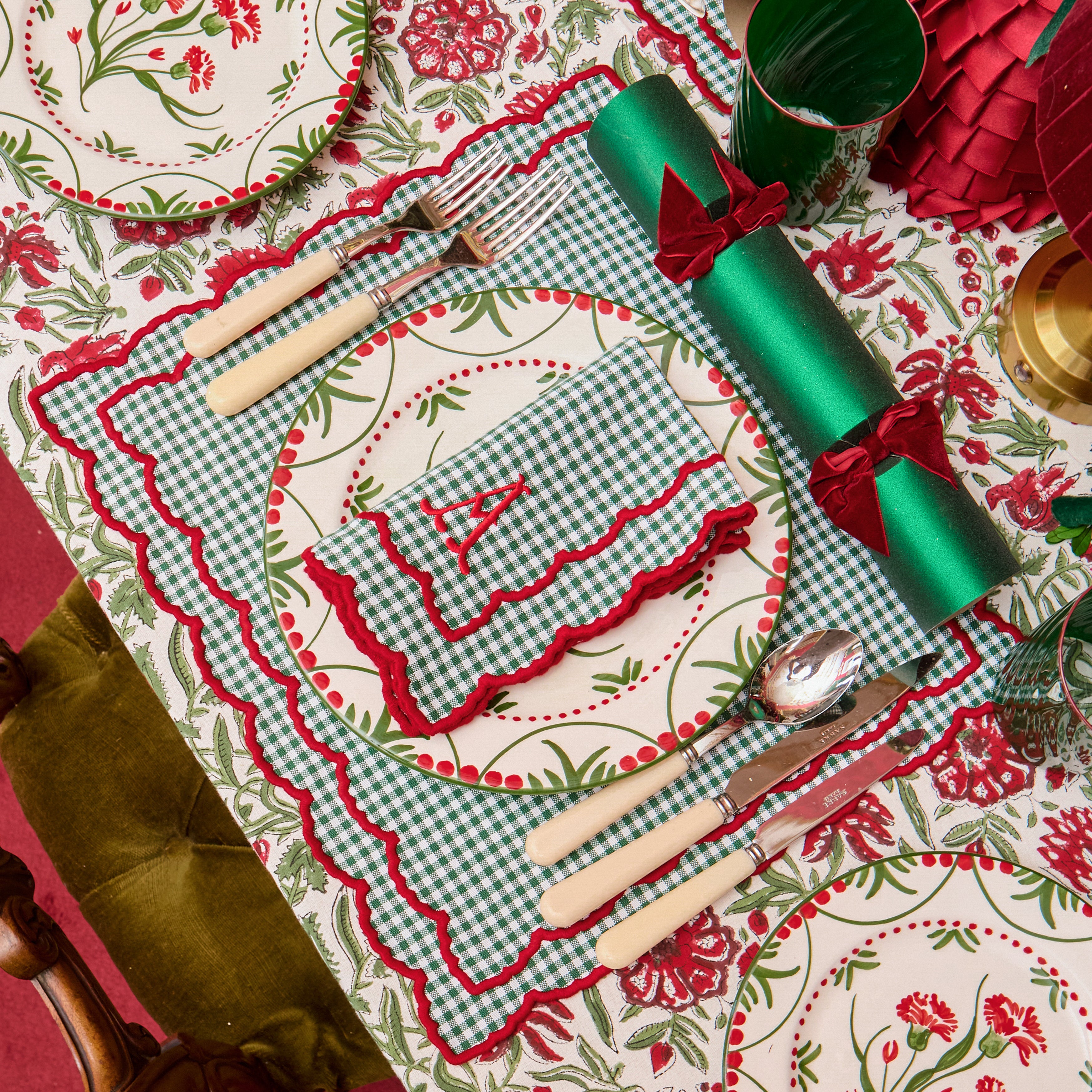 Green & Red Elizabeth Gingham Placemats (Set of 4)