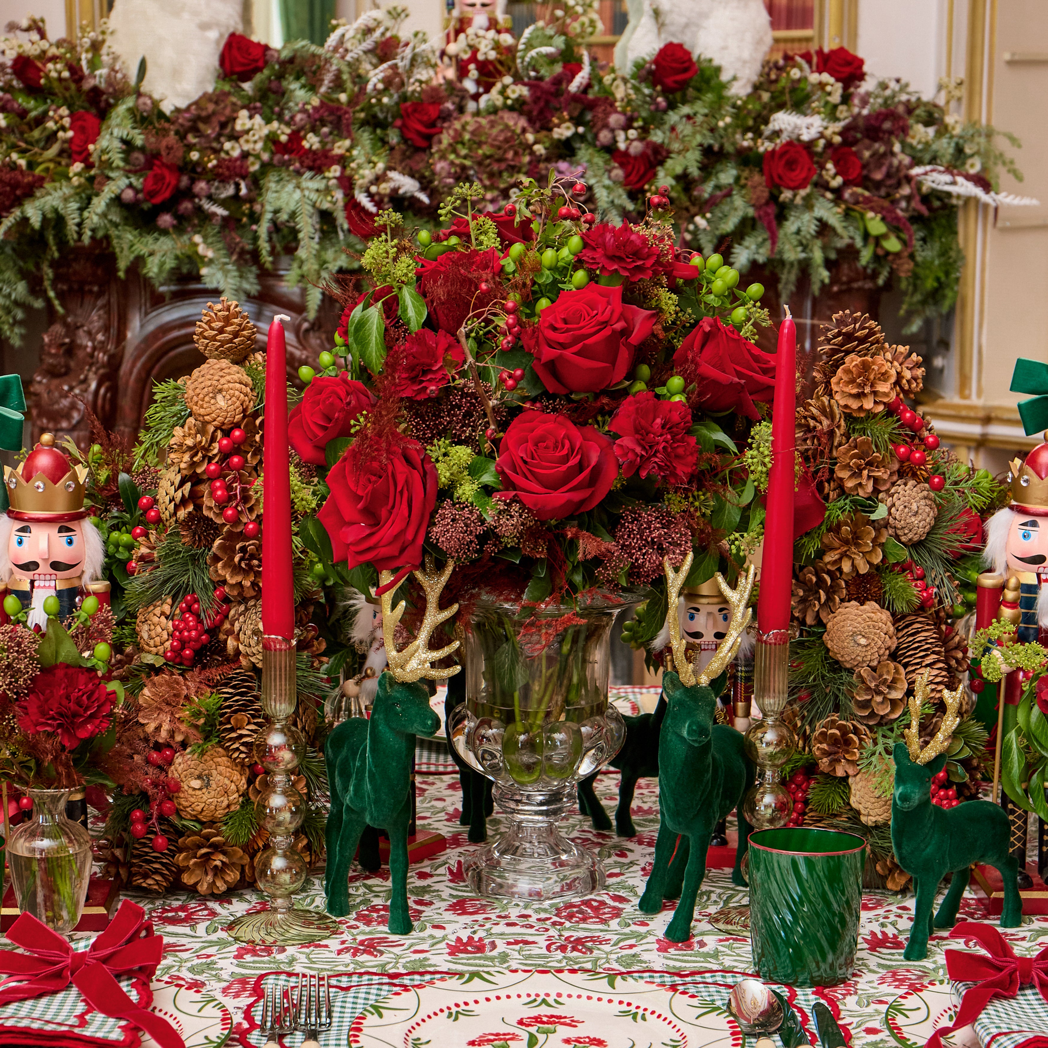 Decorative Pinecone & Red Berry Tree (Pair)