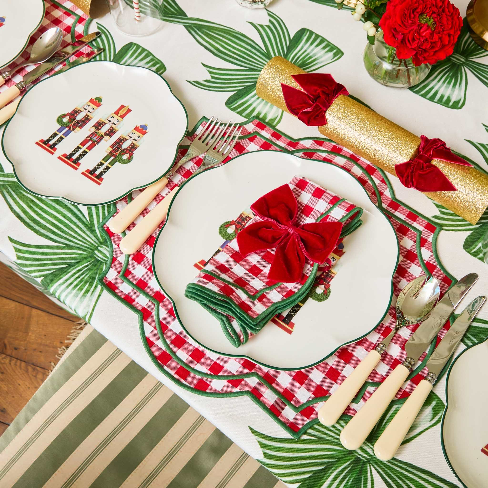 Green Bow Candycane Tablecloth