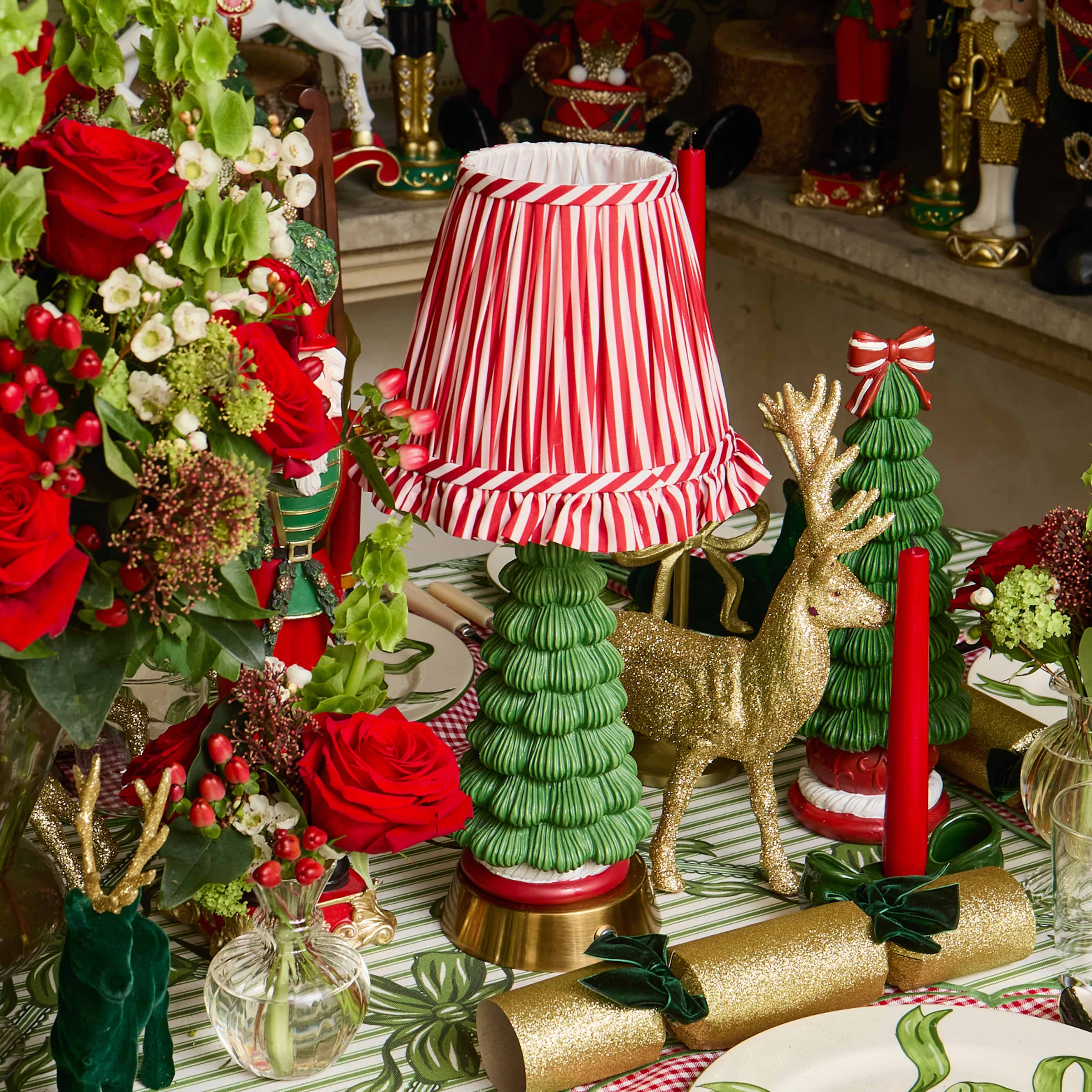 Red Striped Ruffle Lampshade (18cm)