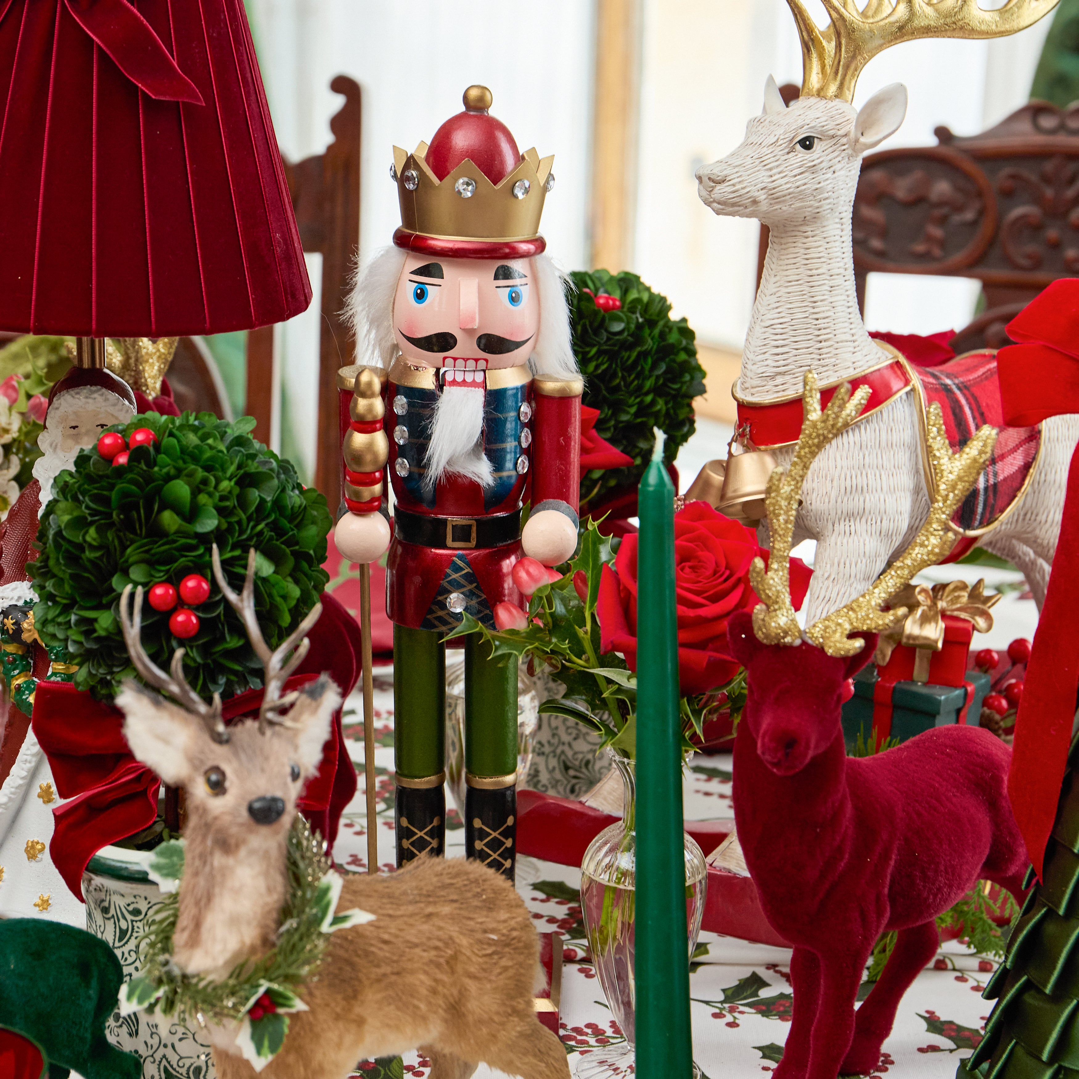 Red & Green Nutcrackers (Pair) - 38cm