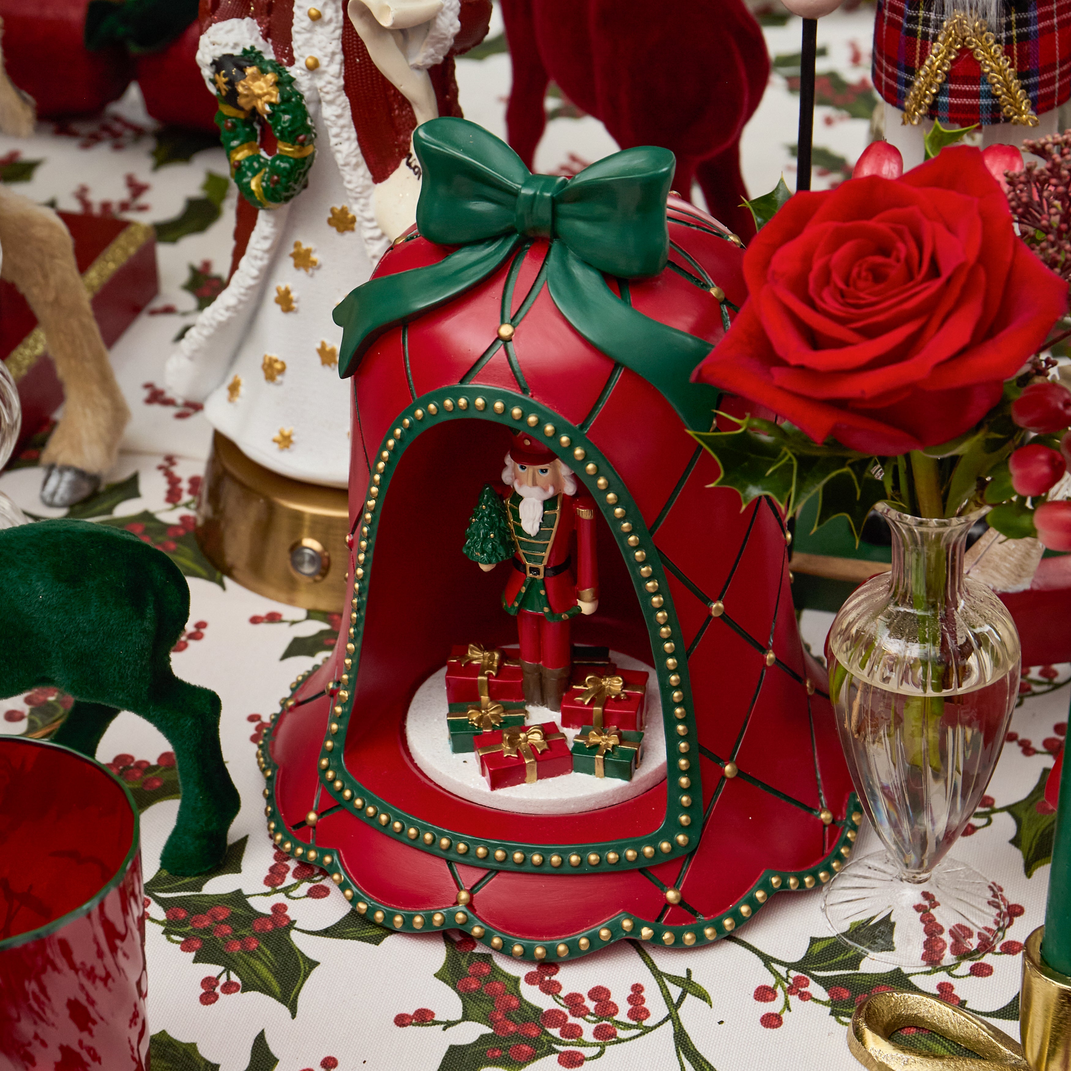 Christmas Bells with Nutcracker (Pair)