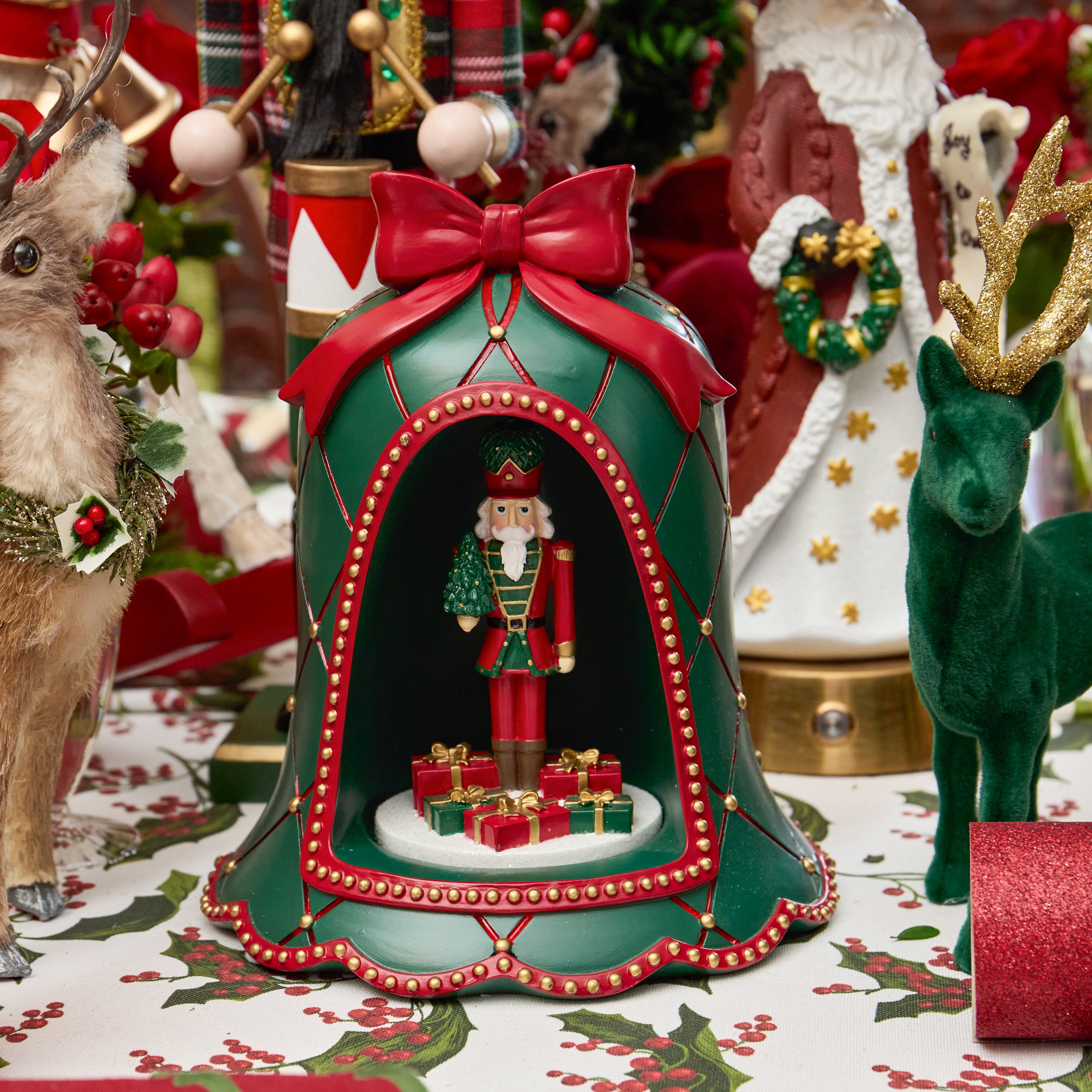Christmas Bells with Nutcracker (Pair)