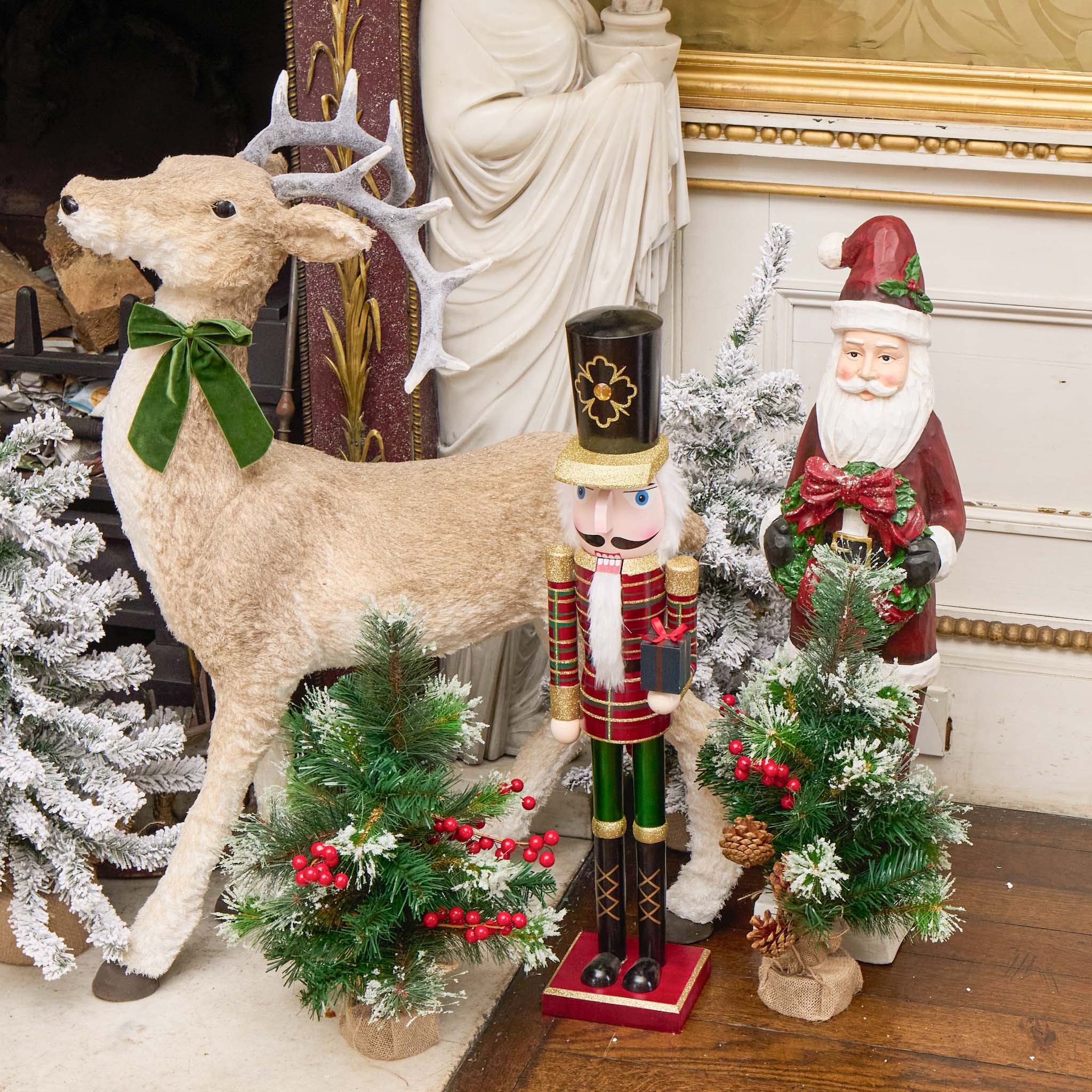 Natural Decorated Christmas Trees (Pair)