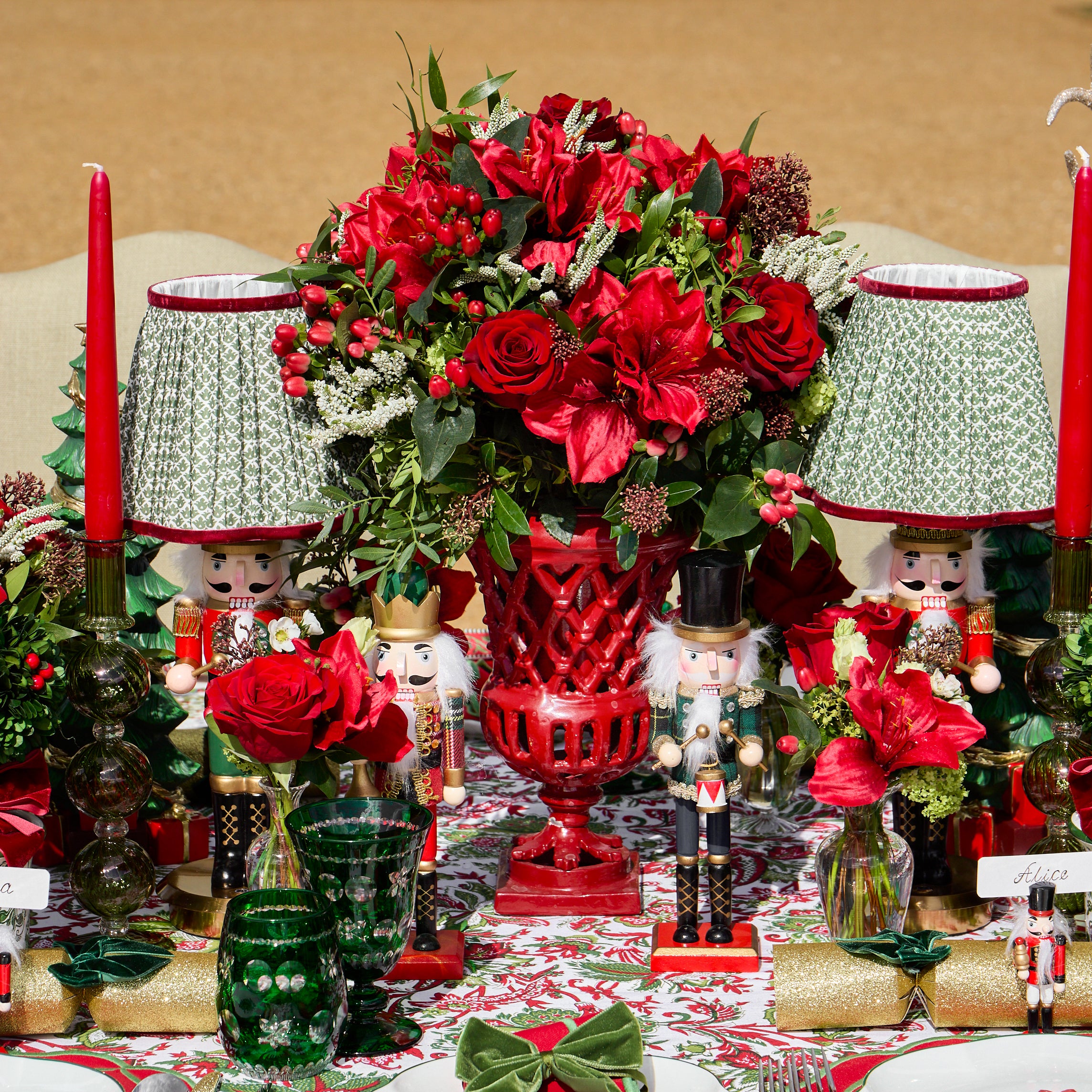 Forest Green Camille Candle Set (Red)