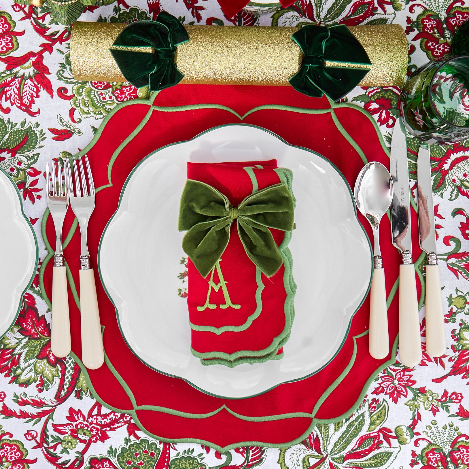 Red & Green Sylvia Placemats (Set of 4)