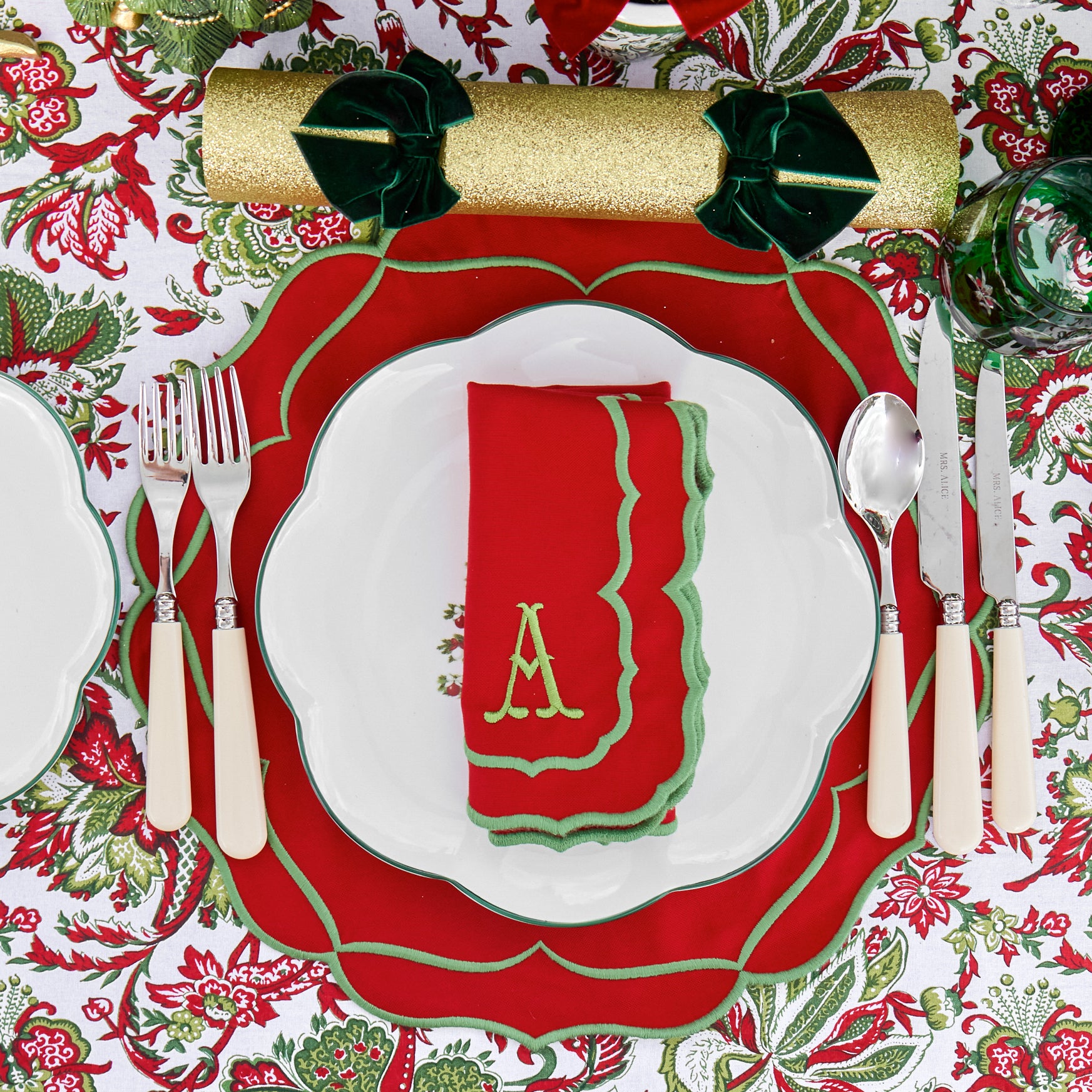 Red & Green Sylvia Placemats (Set of 4)