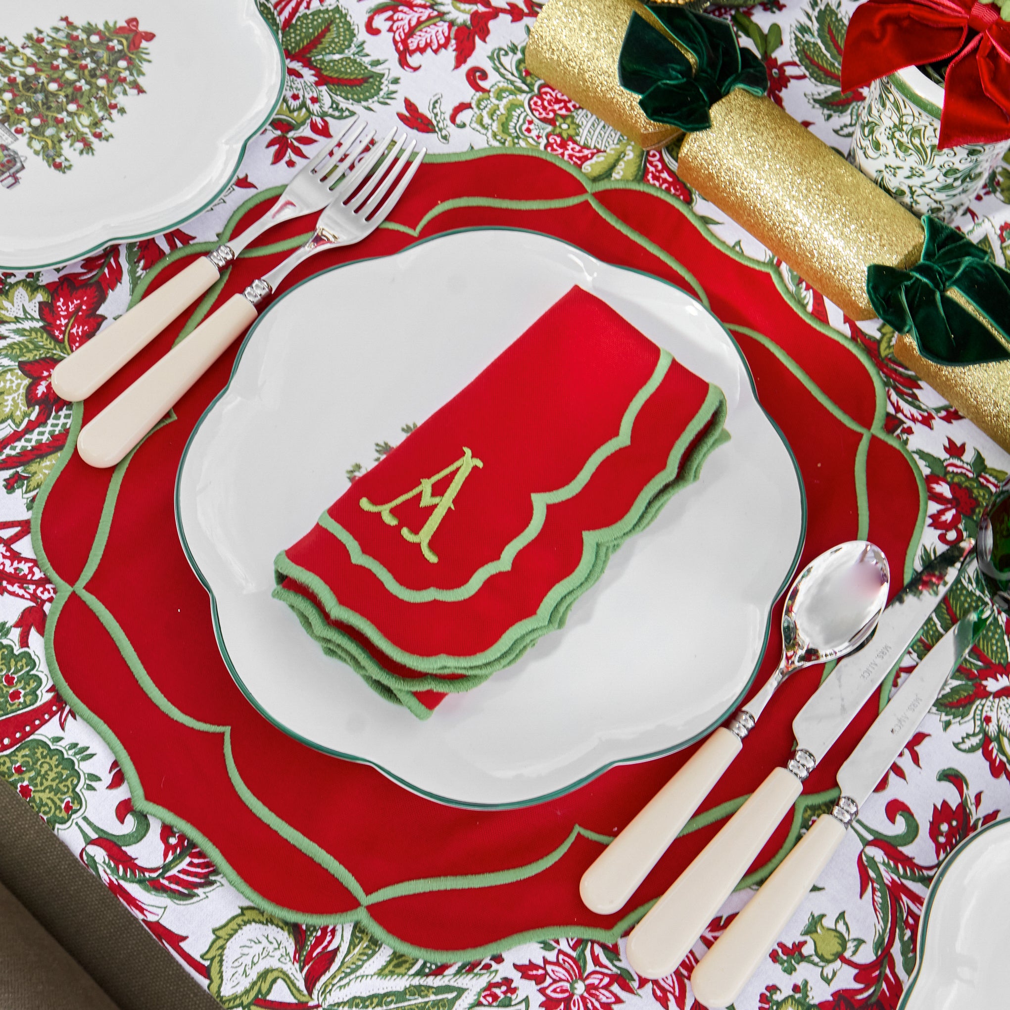 Red & Green Sylvia Placemats (Set of 4)