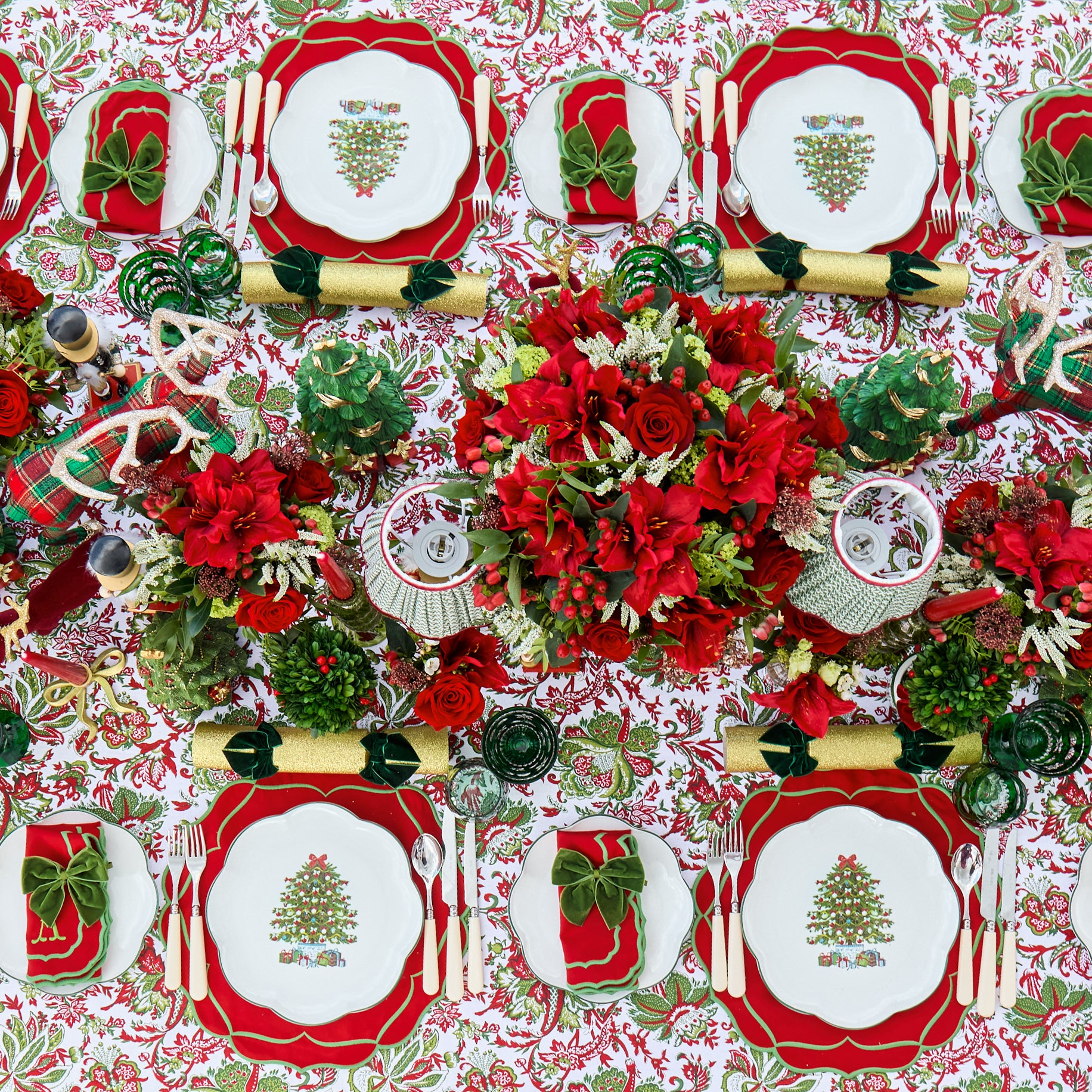 Red & Green Sylvia Placemats (Set of 4)