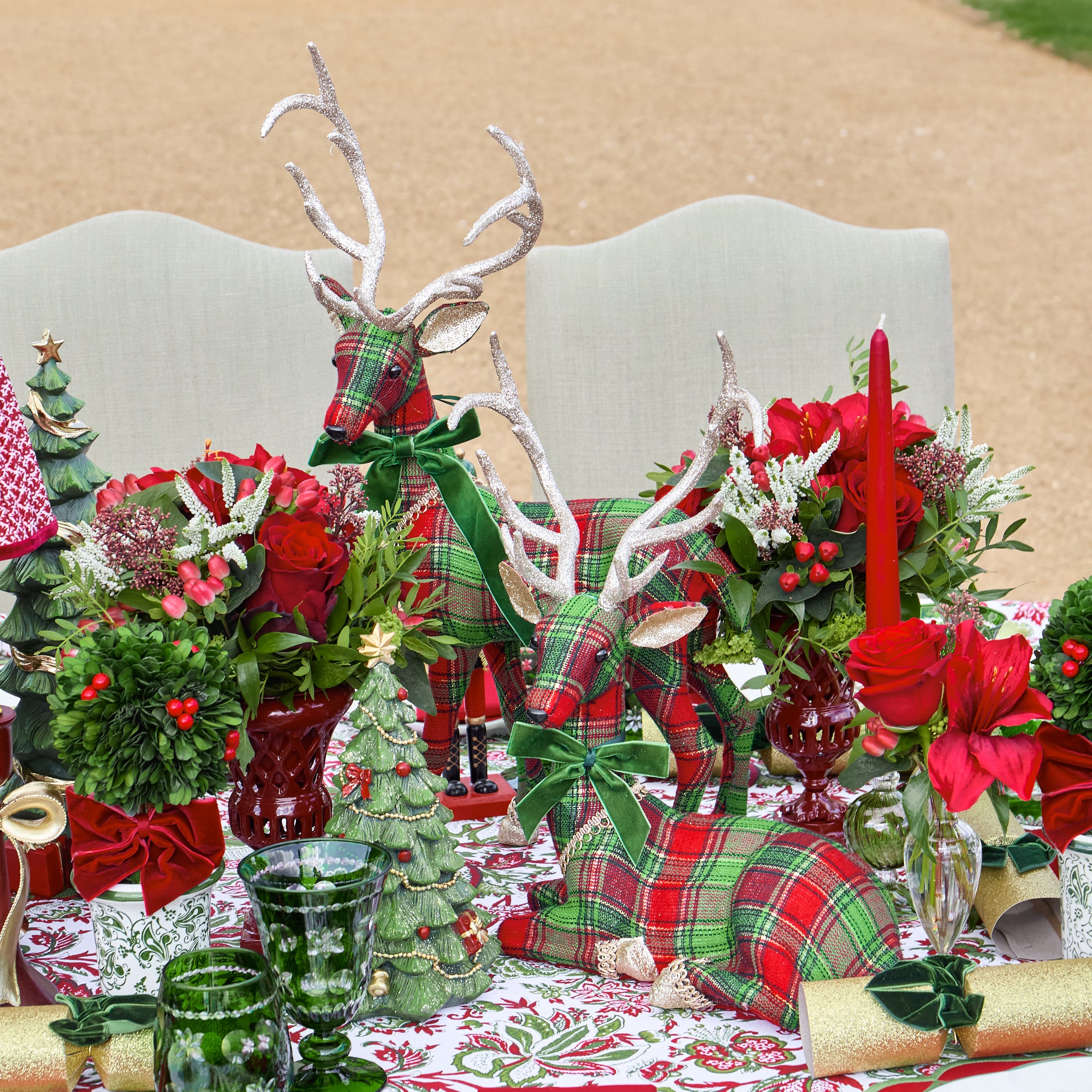 Tartan Standing Reindeer (Pair)