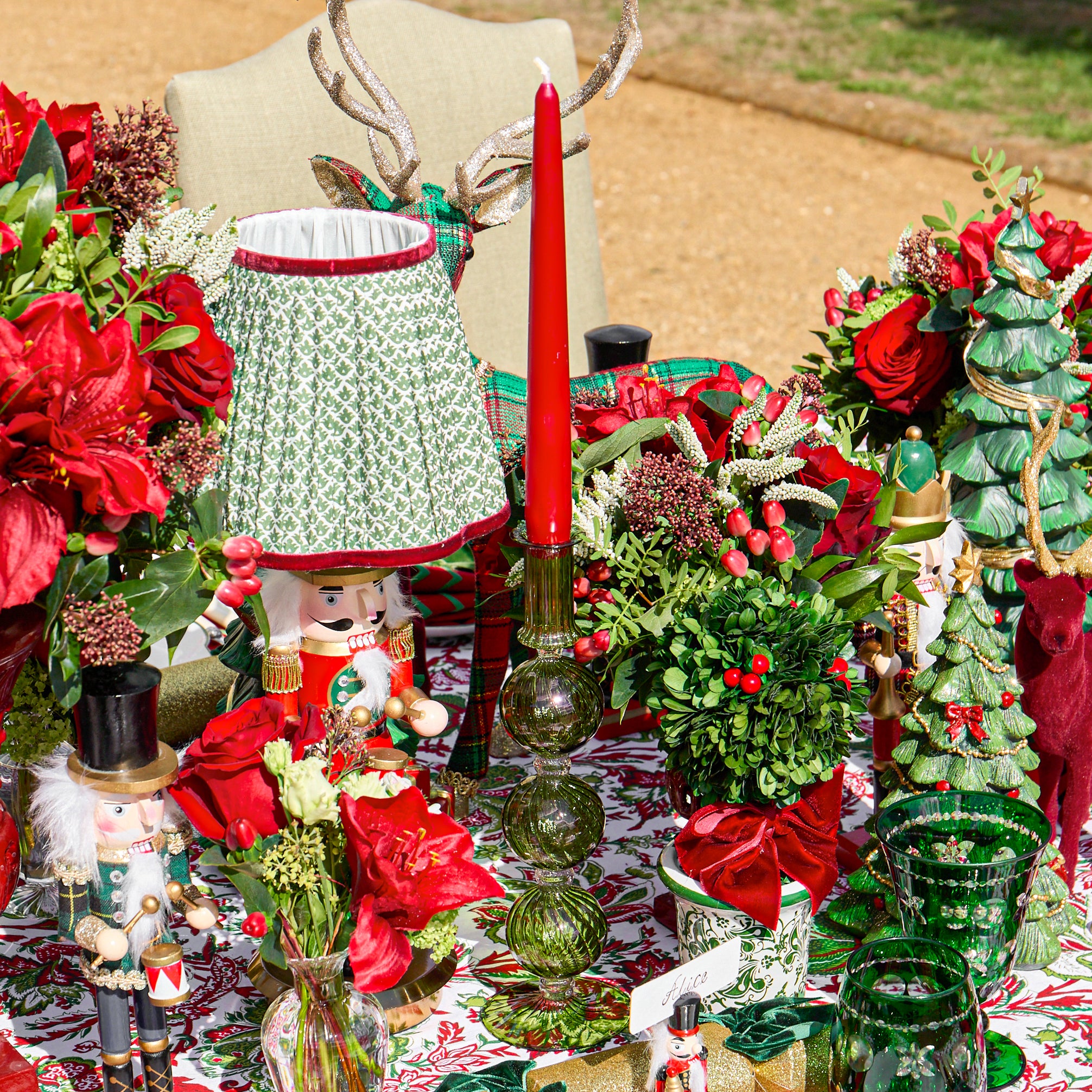 Forest Green Camille Candle Set (Red)