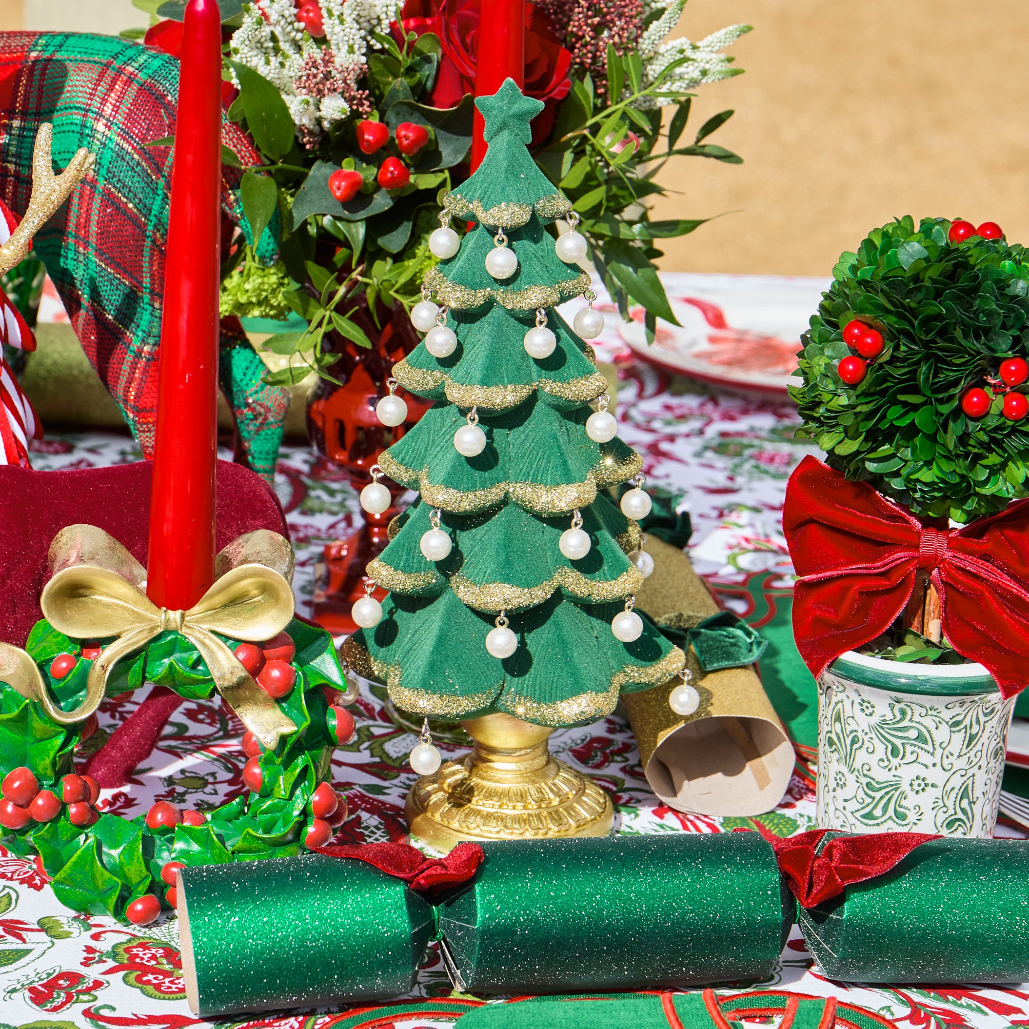 Forest Green & Pearl Tree (Pair) - 30cm