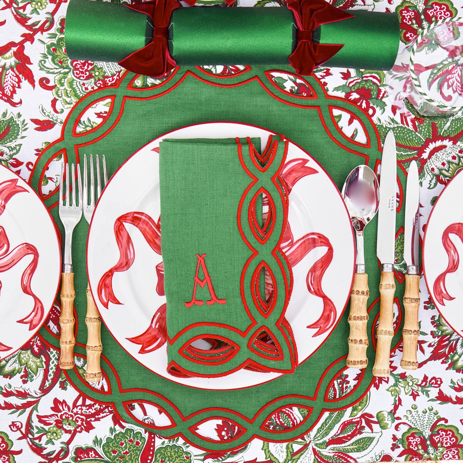 Emerald & Red Julia Placemats (Set of 4)