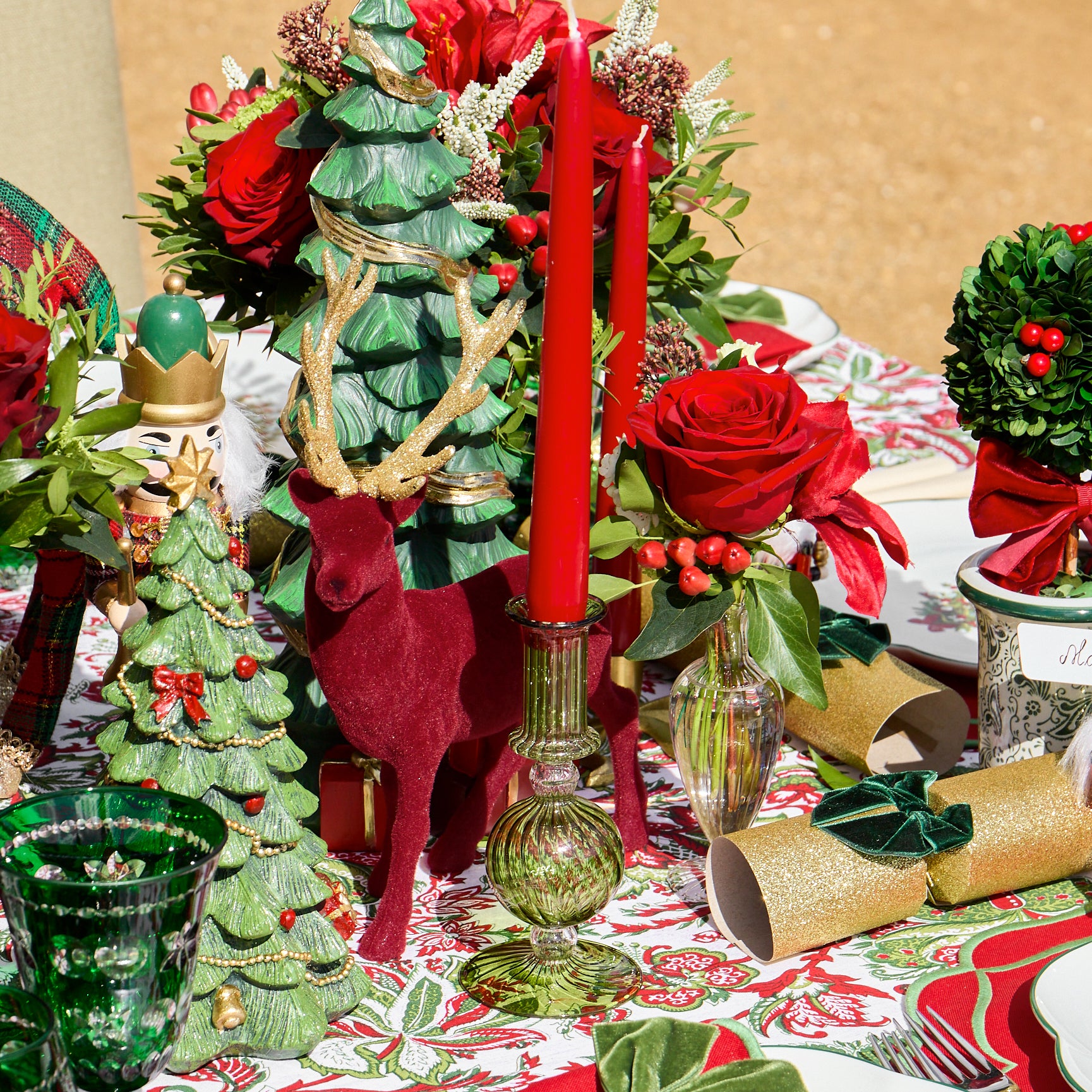 Forest Green Camille Candle Set (Red)