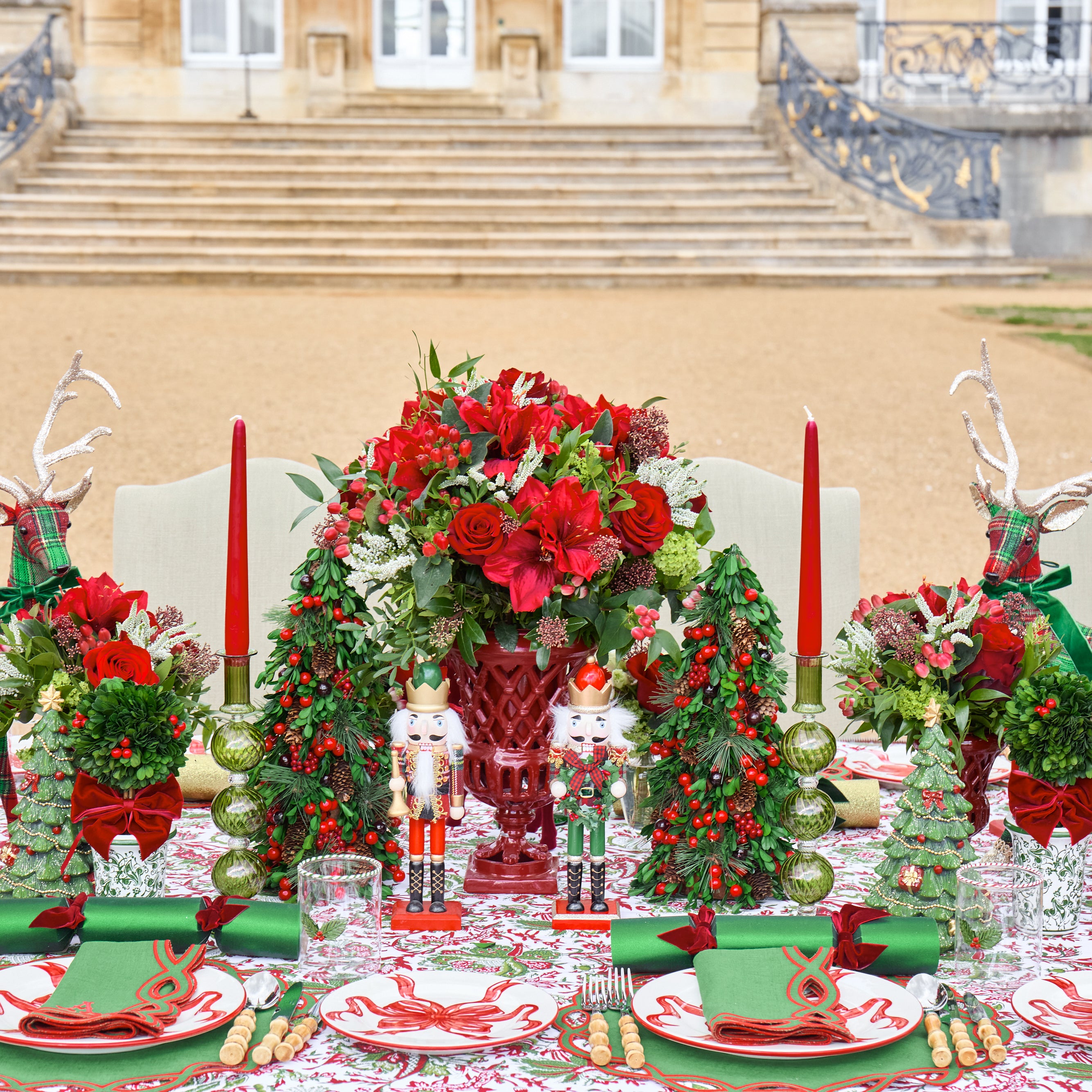 Forest Green Camille Candle Set (Red)
