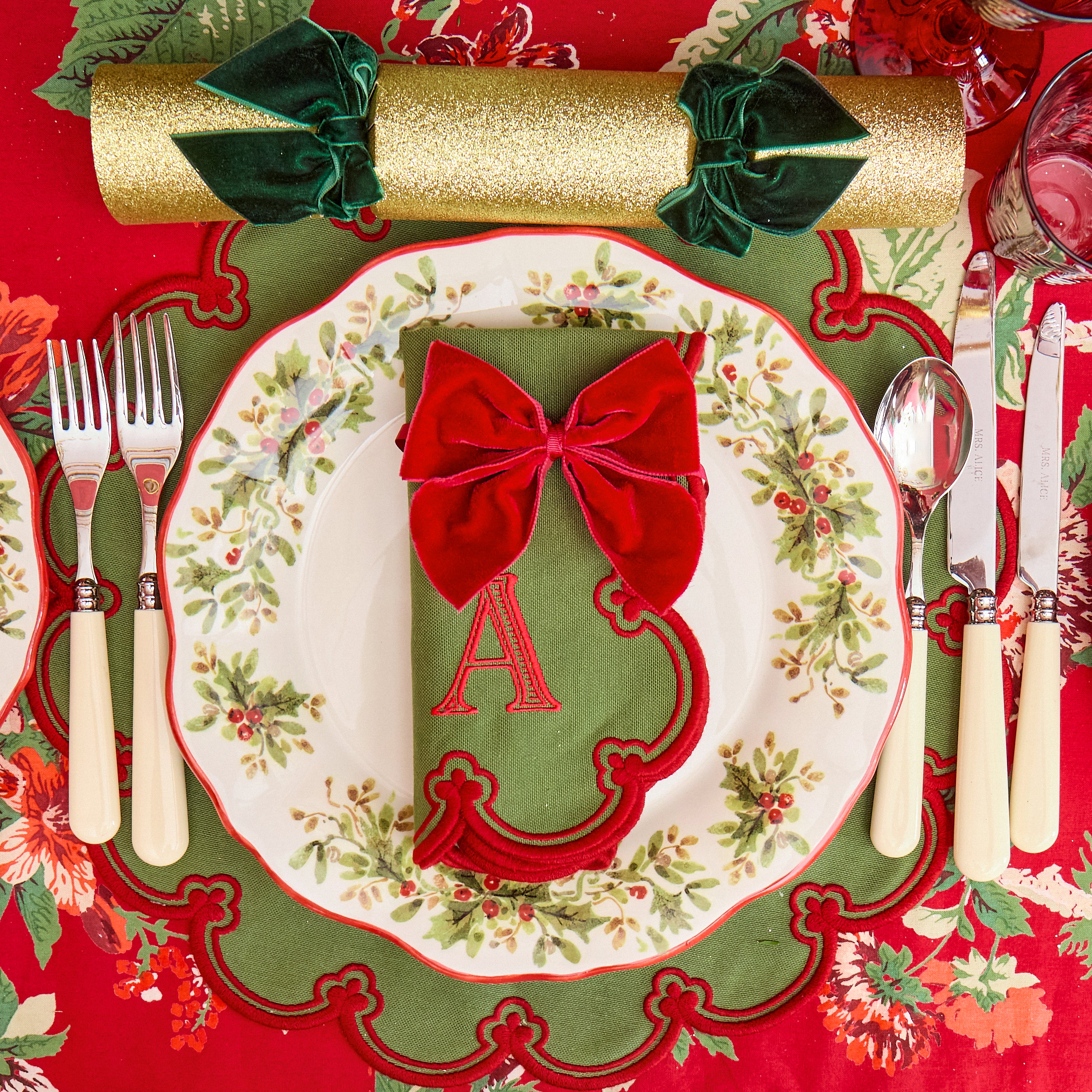 Green & Red Delilah Placemats (Set of 4)