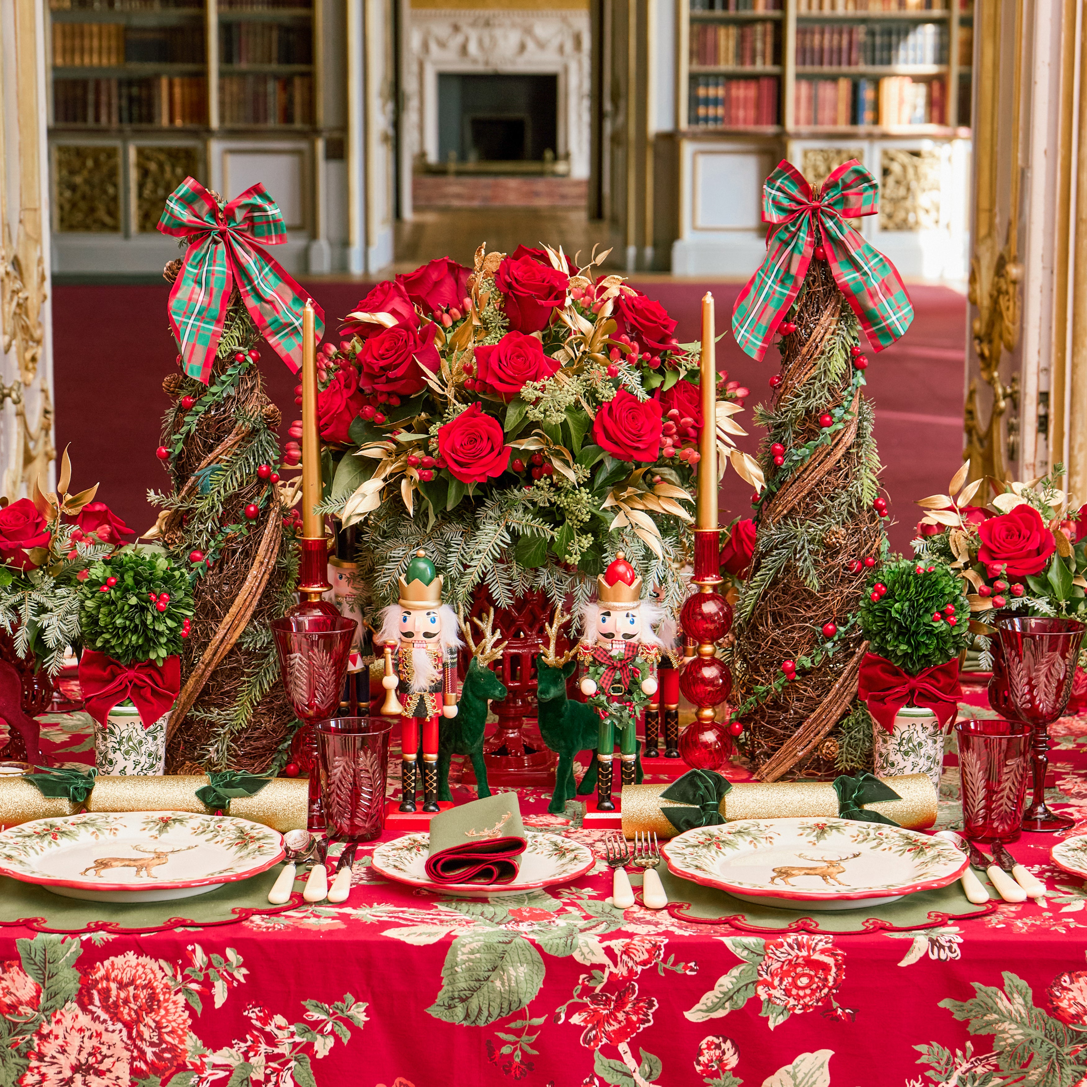Red & Gold Camille Candle Holders (Pair)