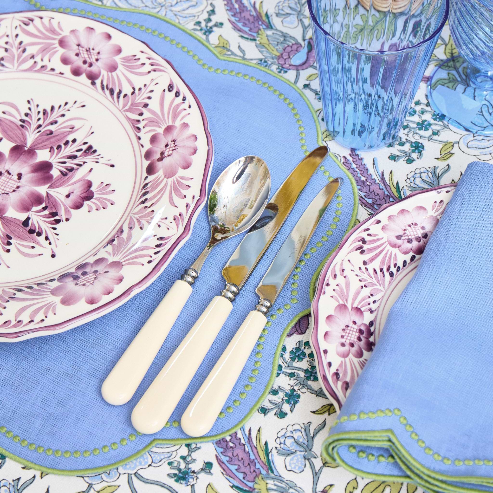 Bluebell & Green Eloise Linen Placemats & Napkins (Set of 4)