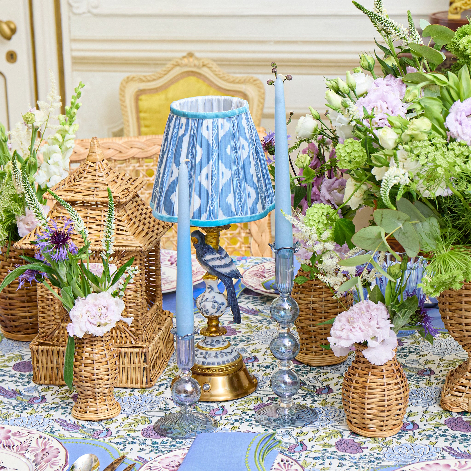Blue Ikat Lampshade (18cm)