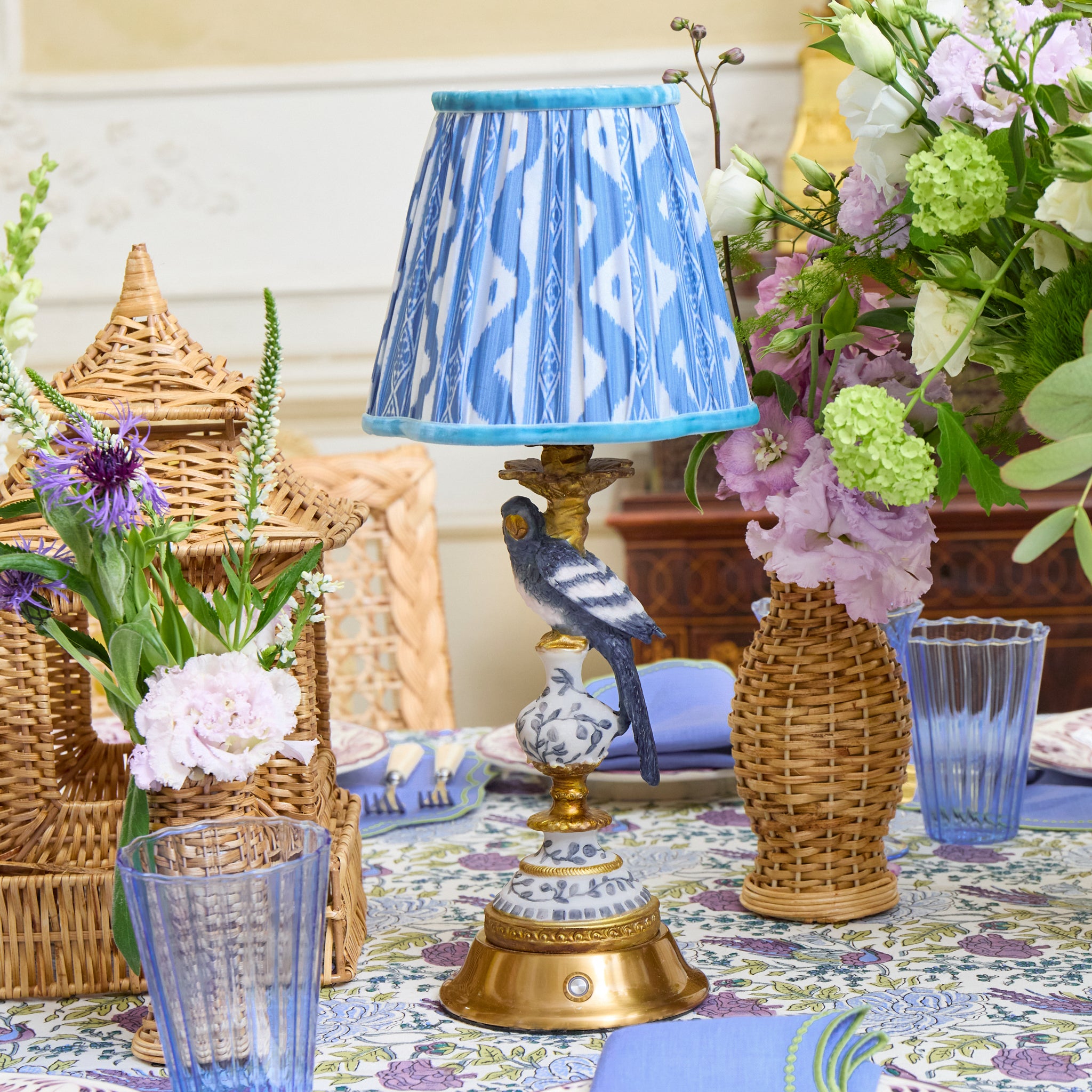 Blue Ikat Lampshade (18cm)