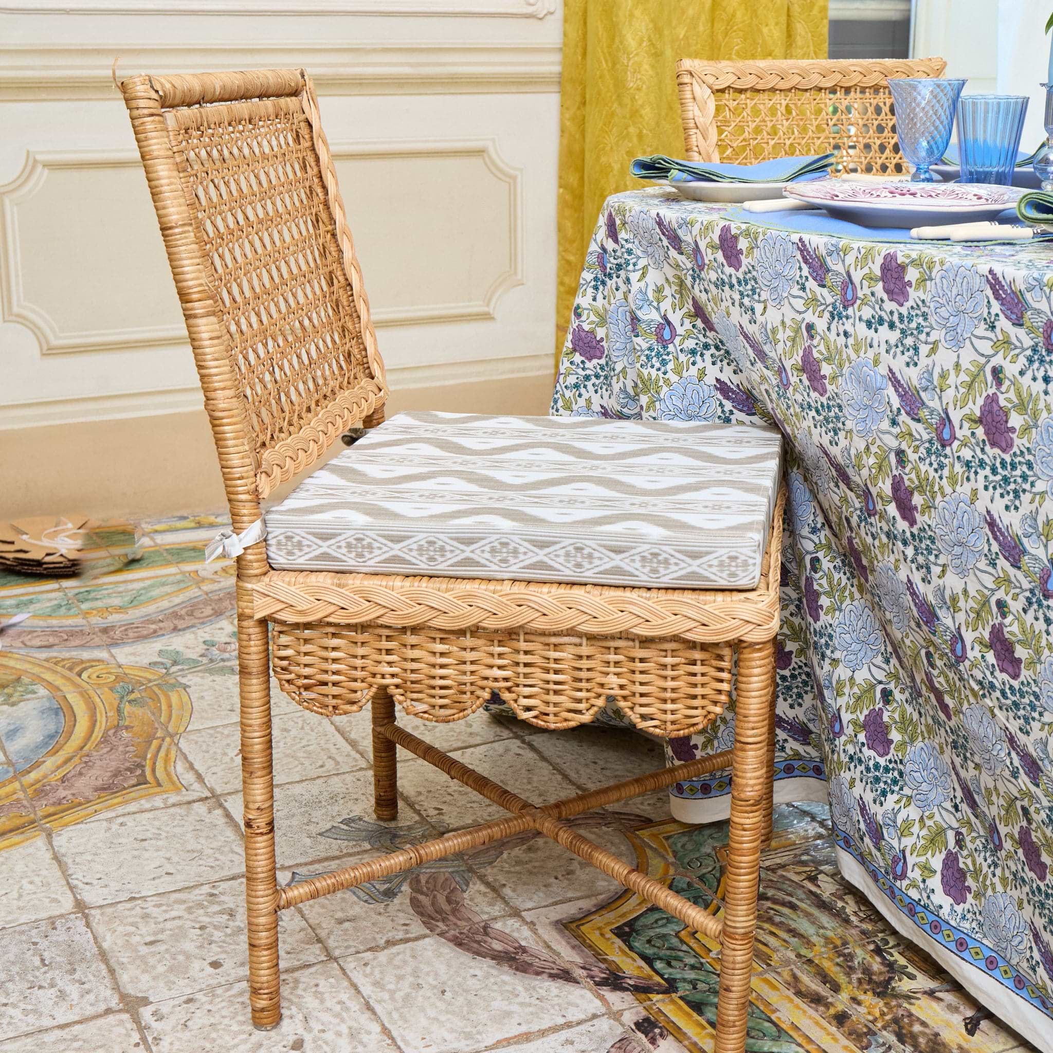 Bettina Scalloped Rattan Chair