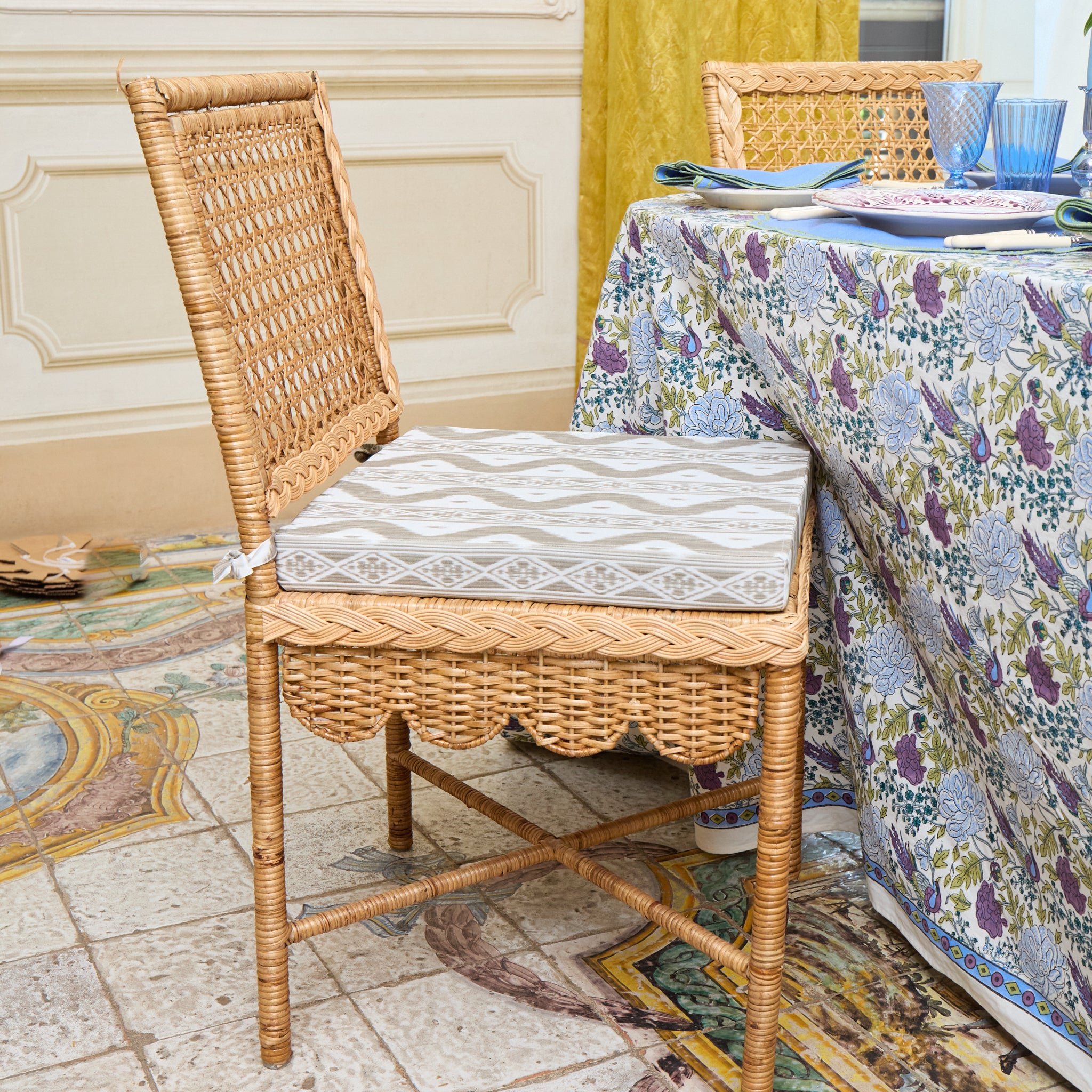 Bettina Scalloped Rattan Chair