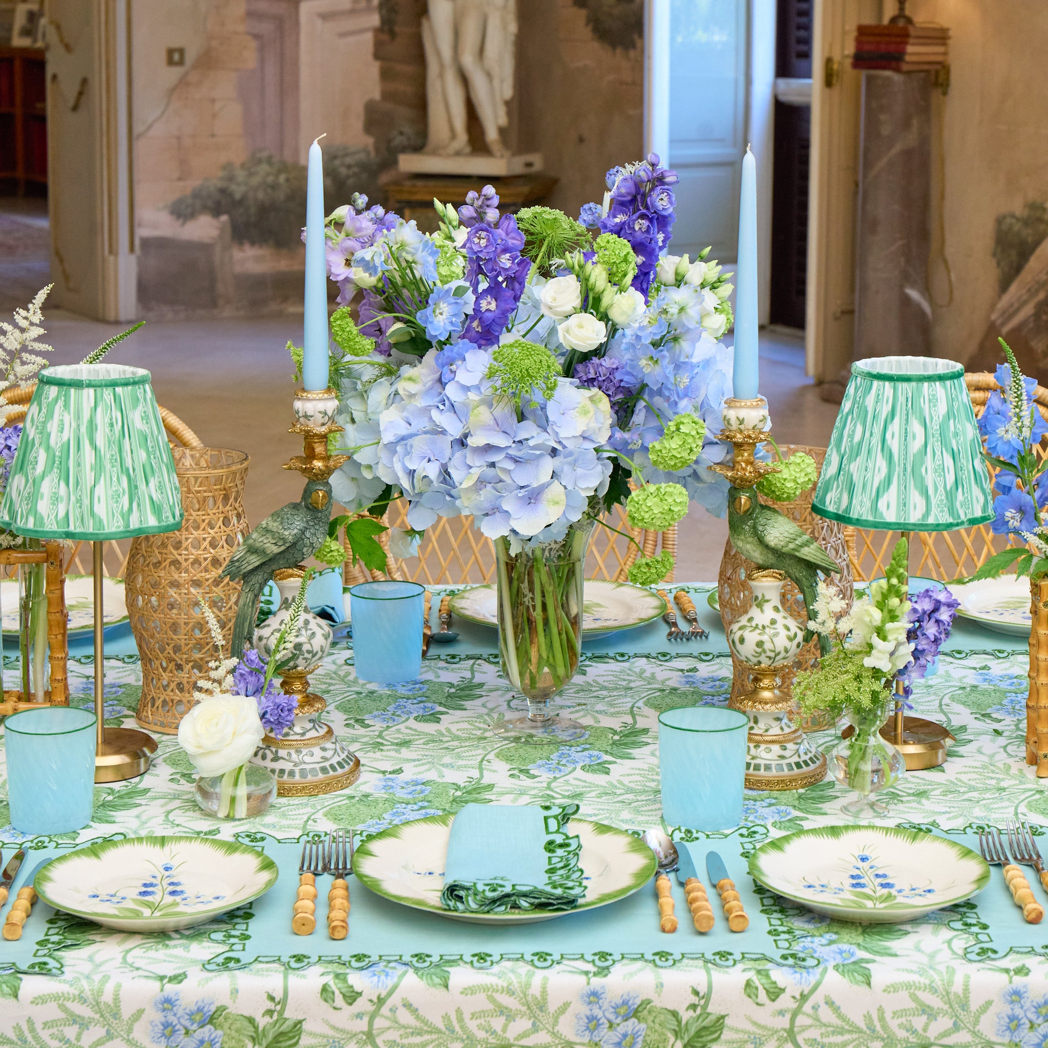 Blue & Green Sophia Placemats & Napkins (Set of 4)