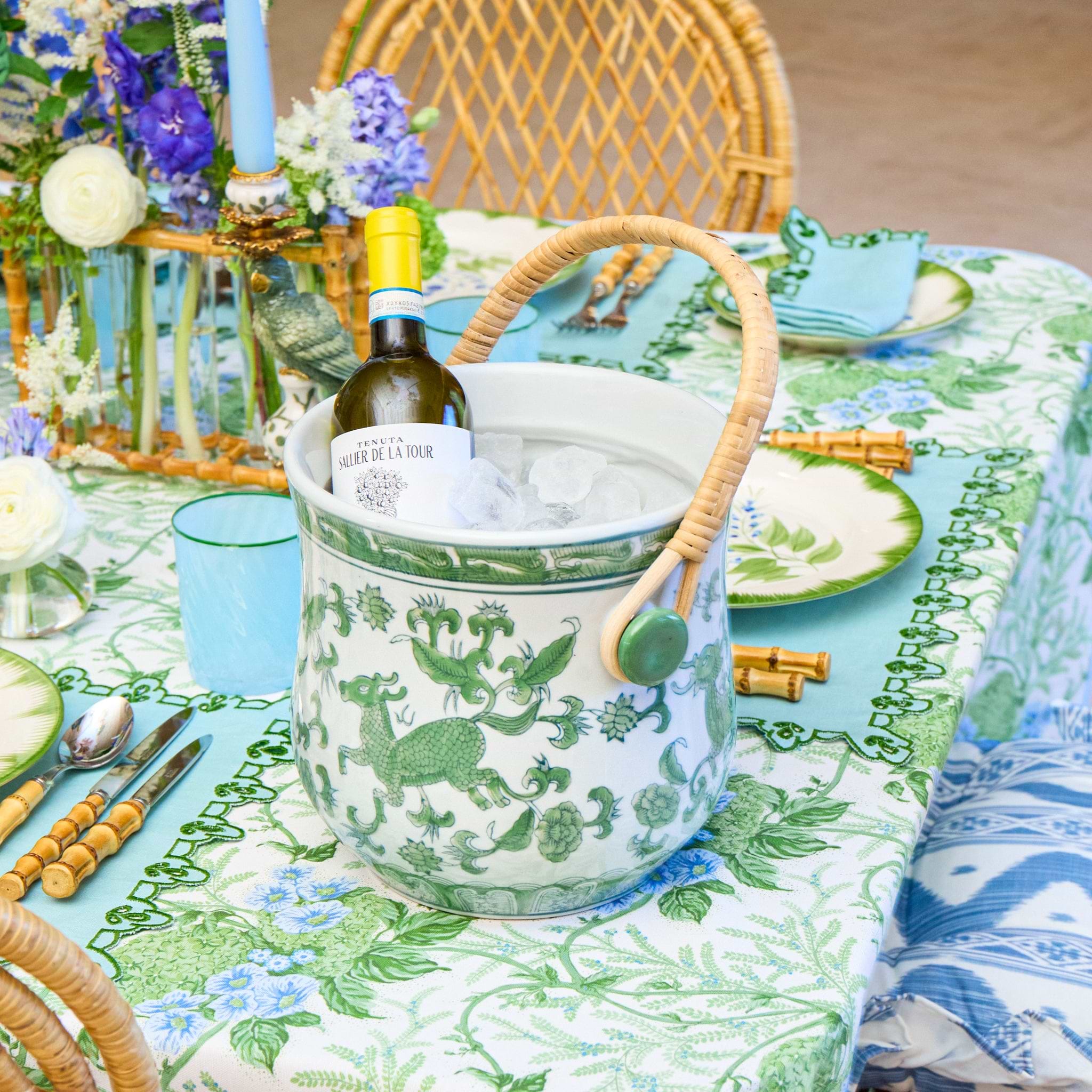 Green Chinoiserie Ice Bucket