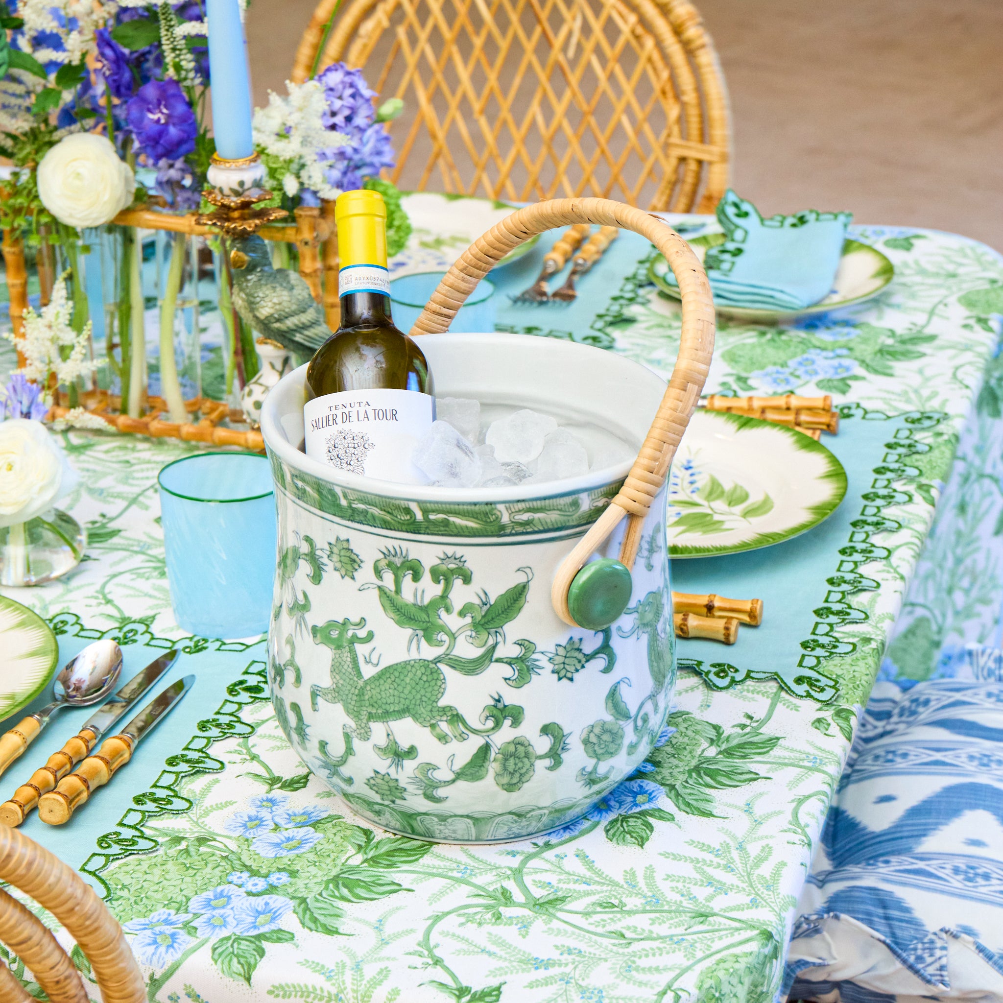 Green Chinoiserie Ice Bucket