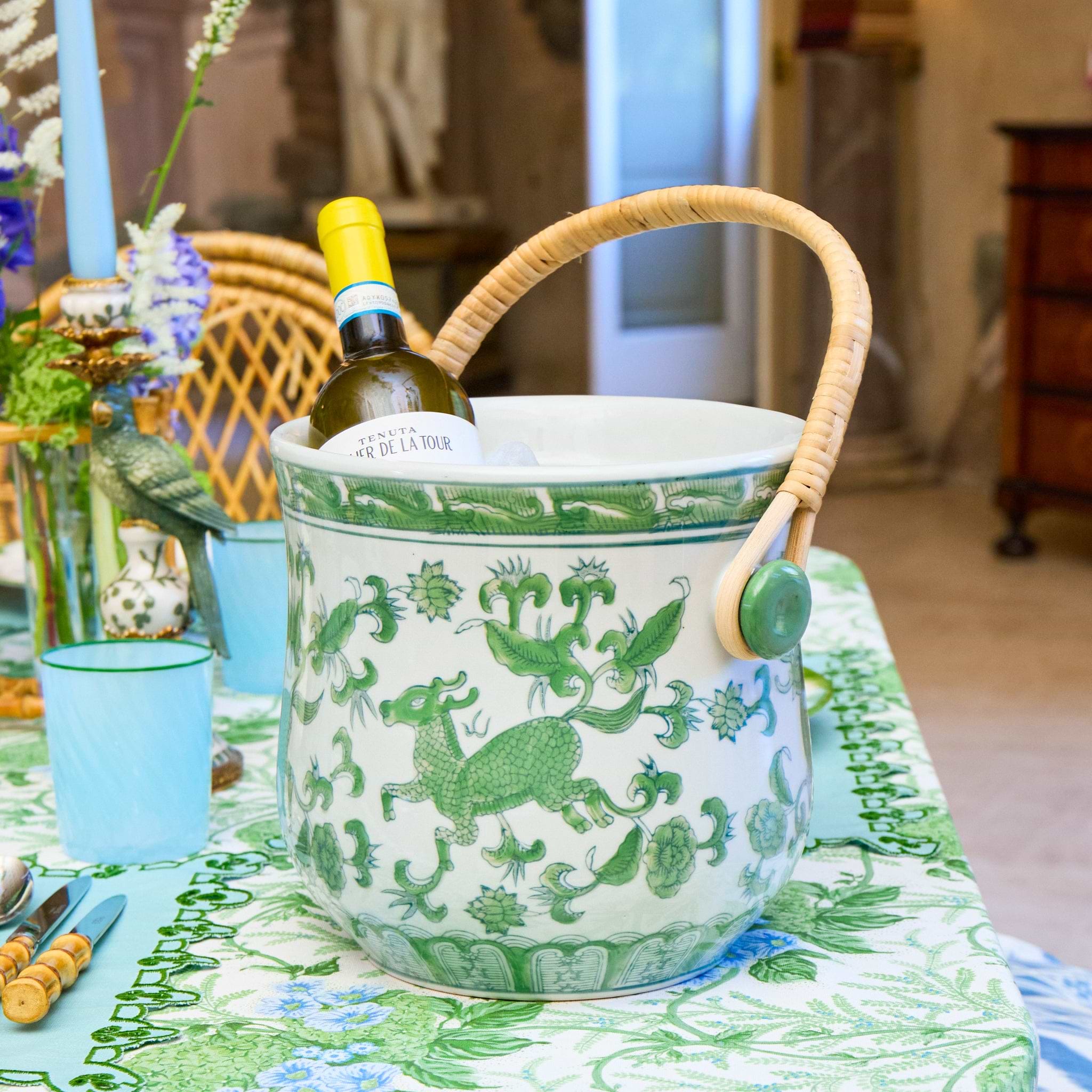 Green Chinoiserie Ice Bucket